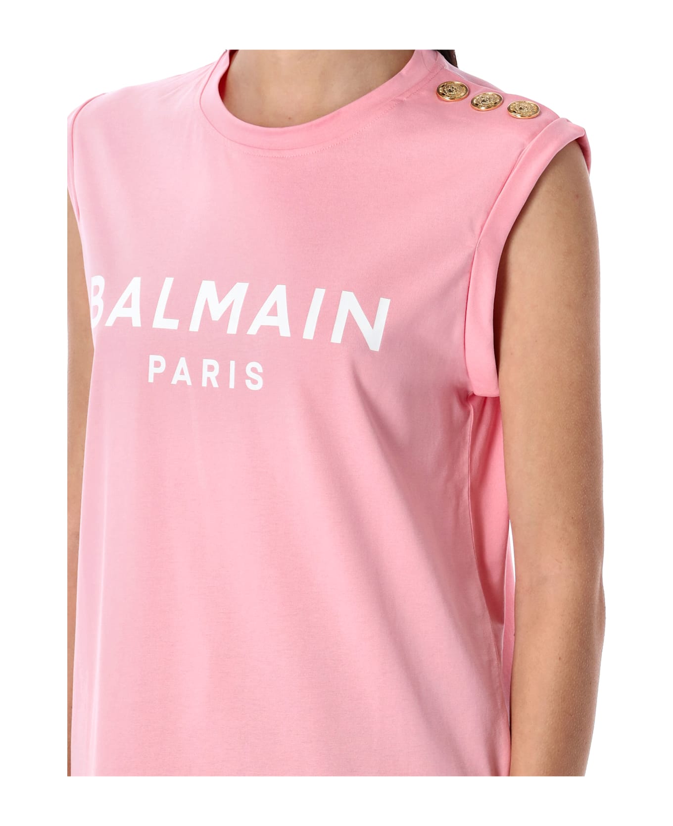 Balmain 3-button Tank Top - ROSE