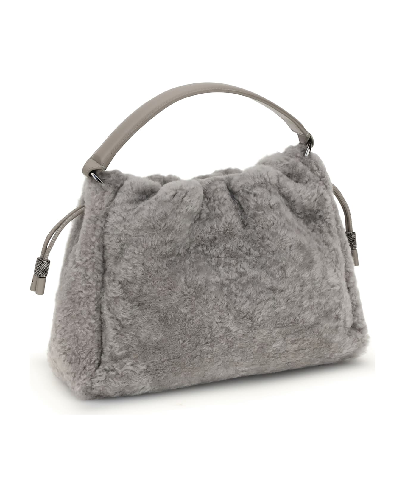Brunello Cucinelli Small Shearling Mellow Shoulder Bag