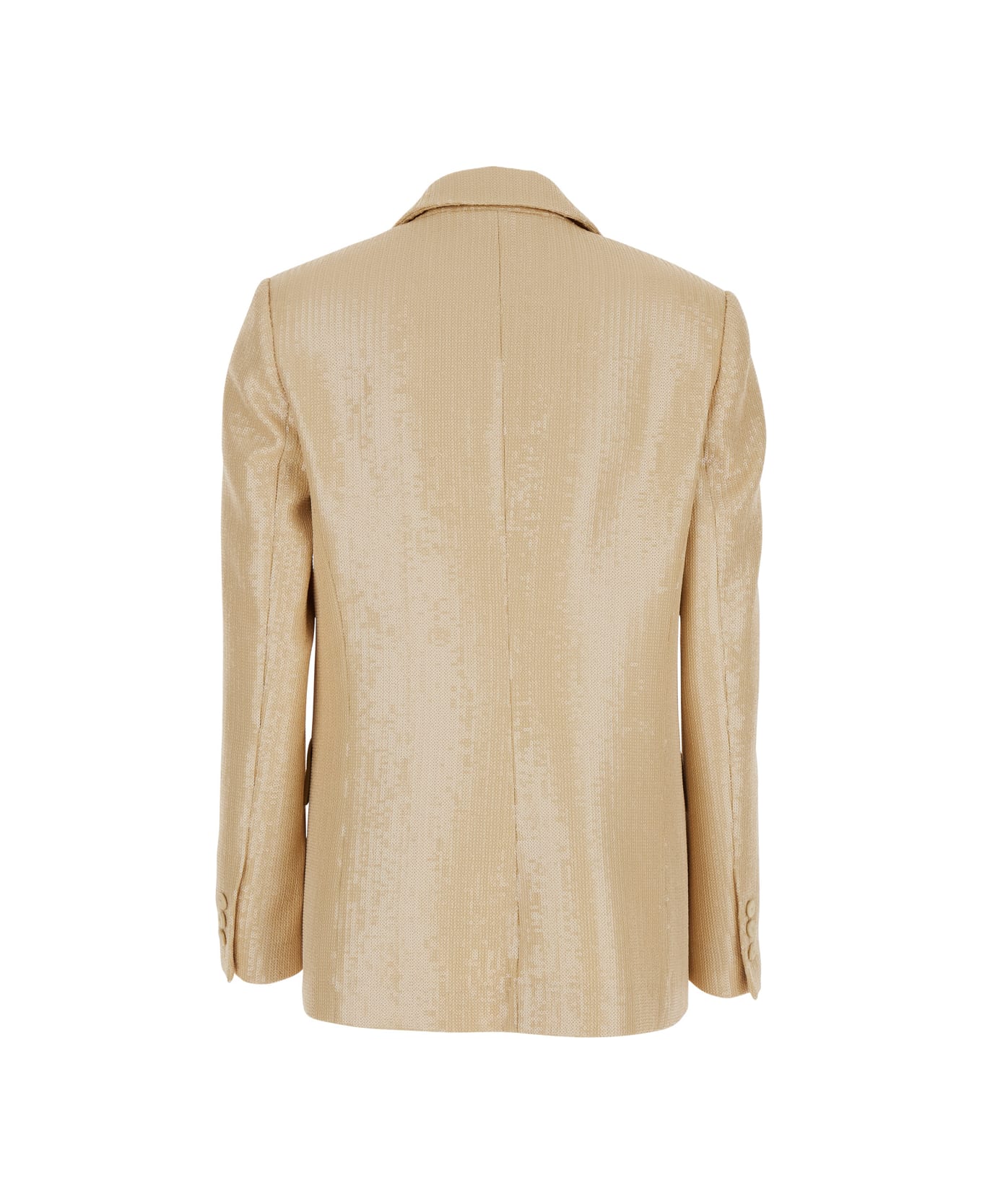 Federica Tosi Beige Jacket With All-over Sequins In Tech Fabric Woman - Beige