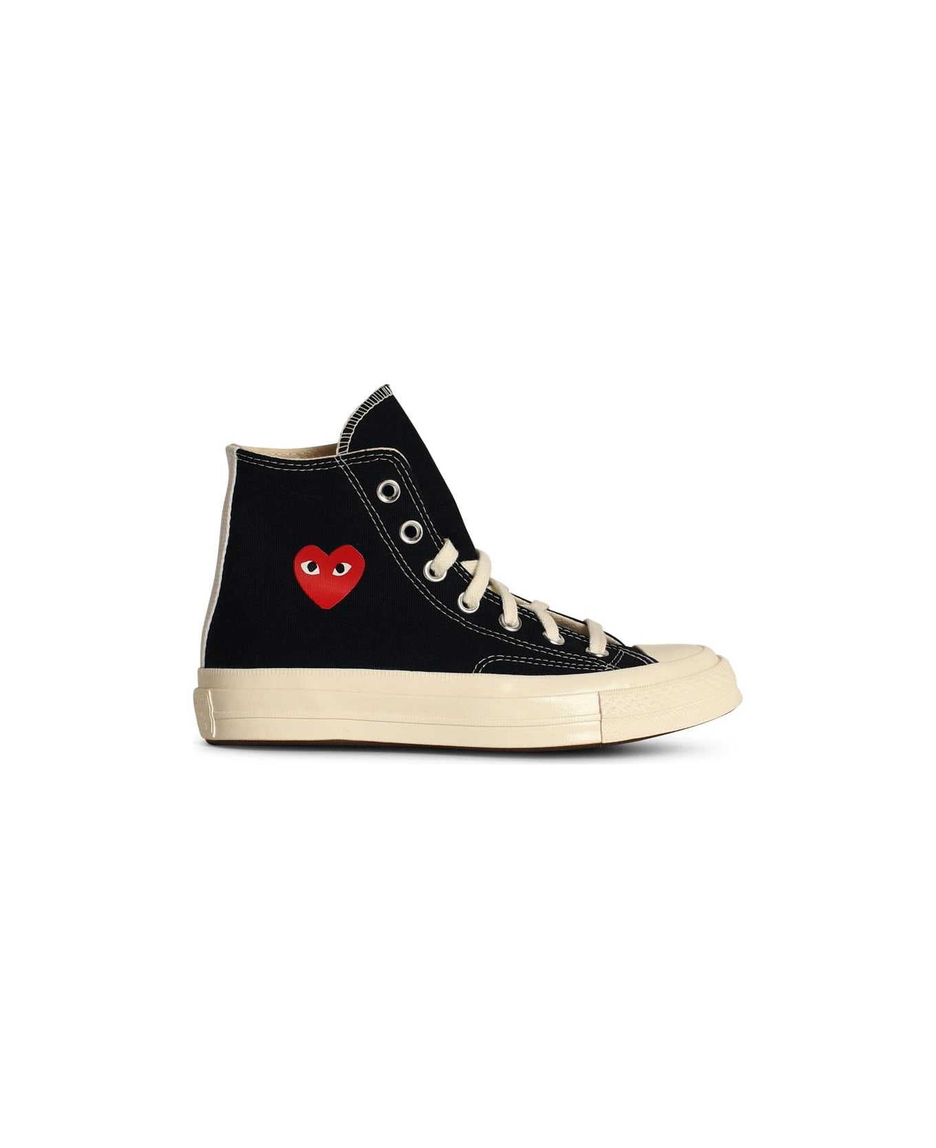 Comme des Garçons Play 'red Heart' Black Tela Sneakers - Black