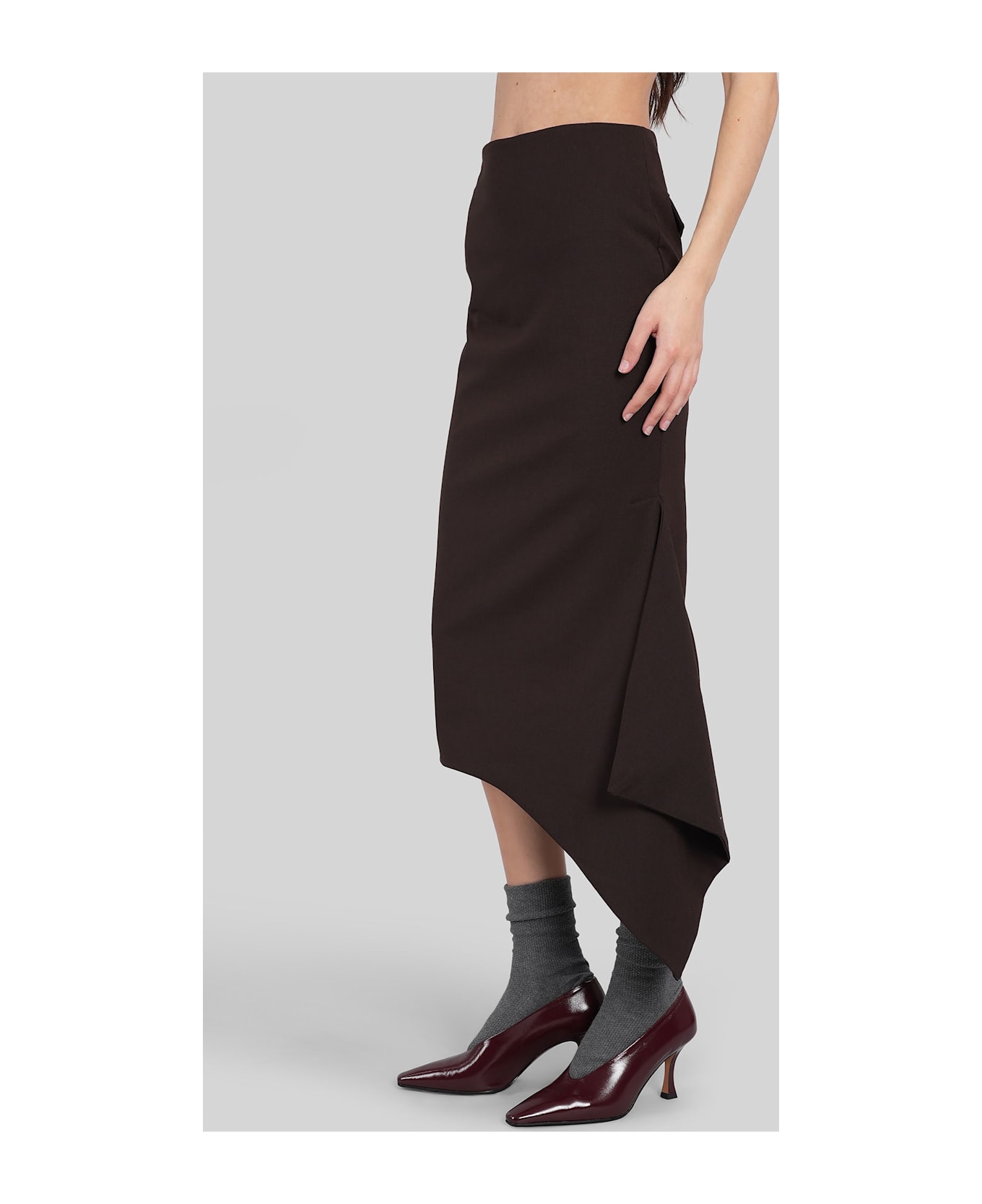 TheLatest Cassidy Skirt In Brown Polyester - brown