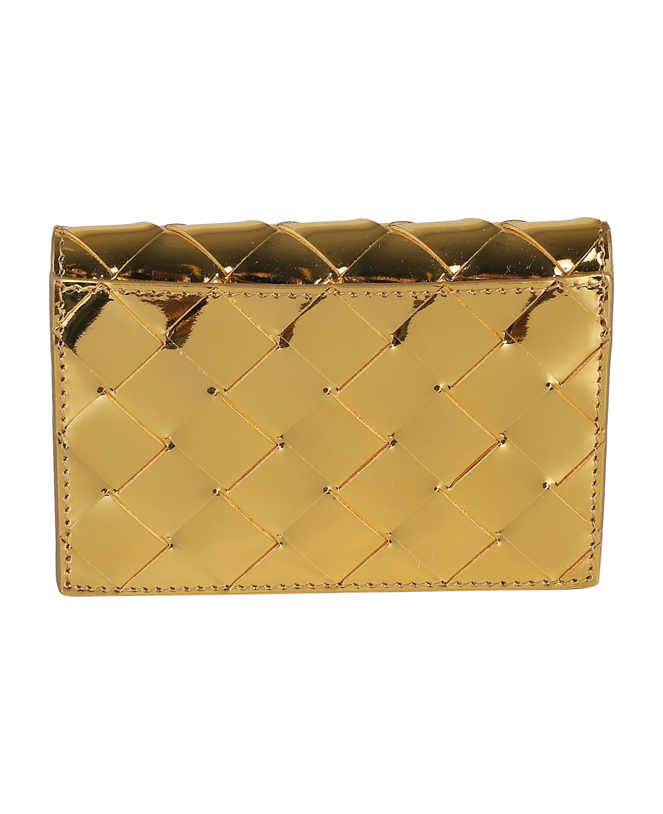 Bottega Veneta Intrecciato Metallic Wallet - Gold