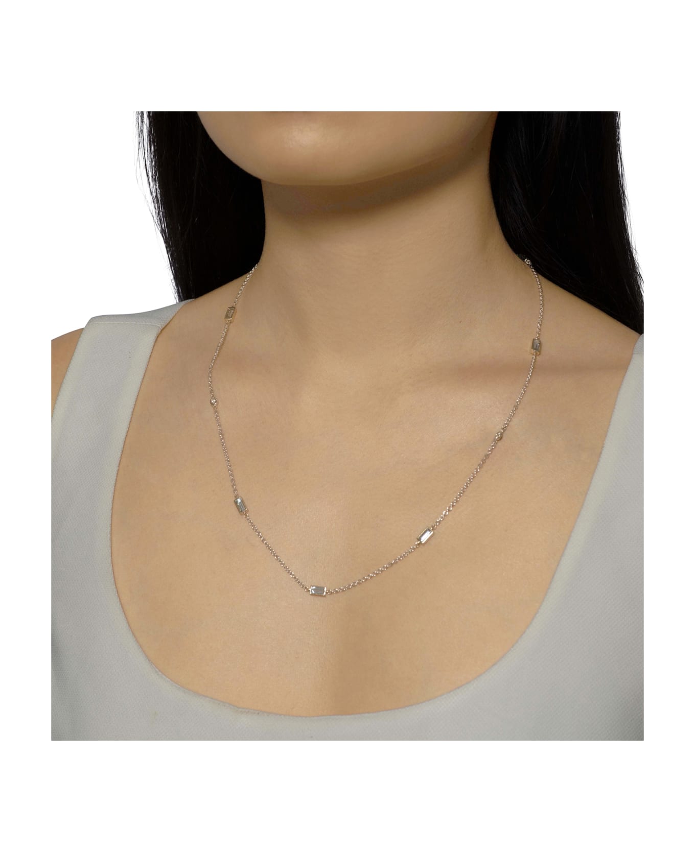 Lo Spazio Jewelry Lo Spazio Aquamarine and Diamond Necklace - Sky_Blue