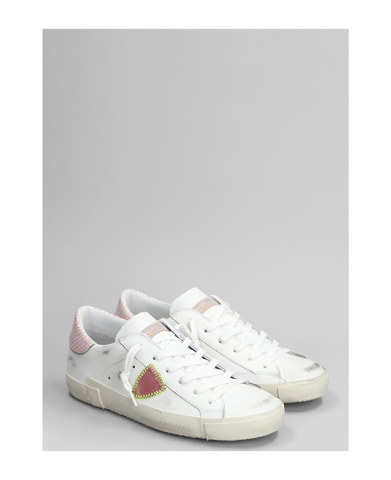 Philippe Model Prsx Low Sneakers In White Leather - white