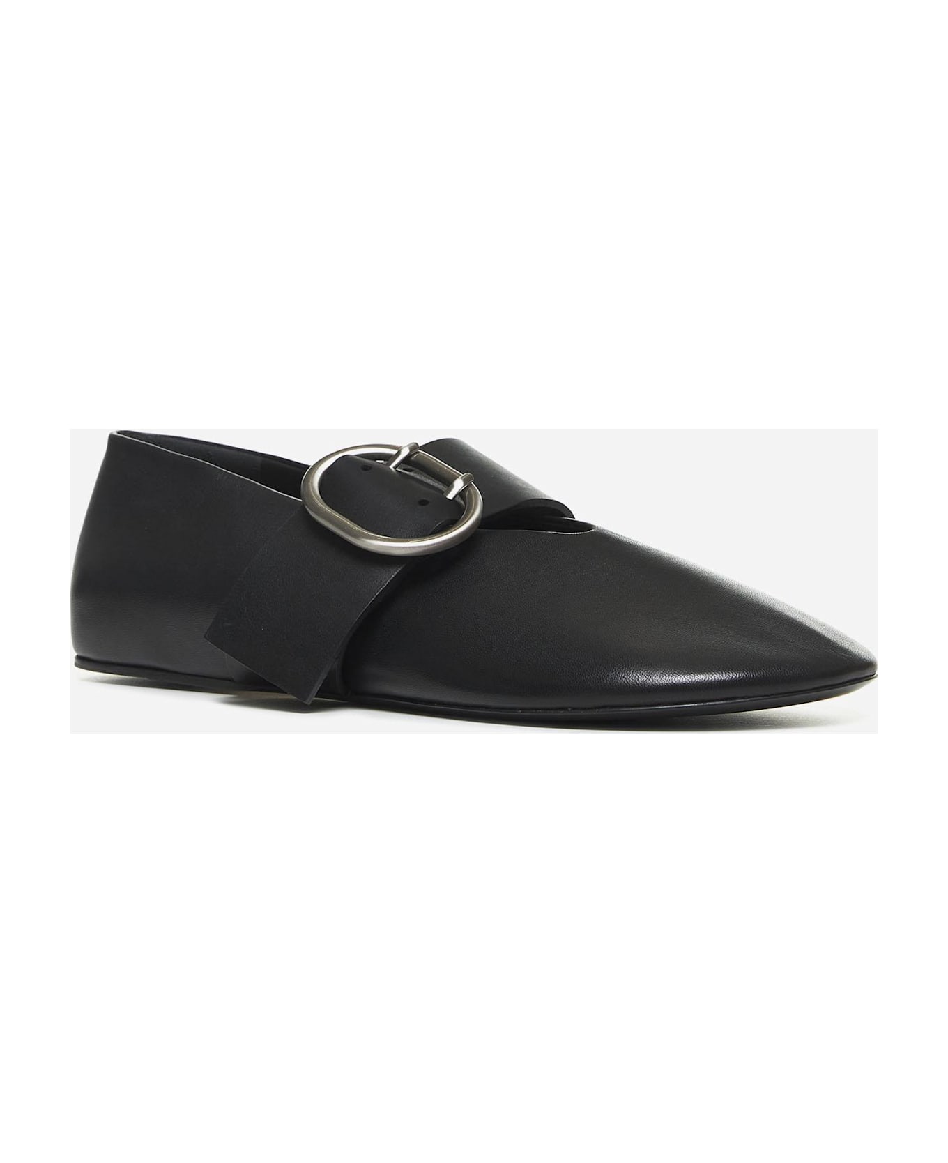 Jil Sander Black Nappa Leather Ballet Flats - Black