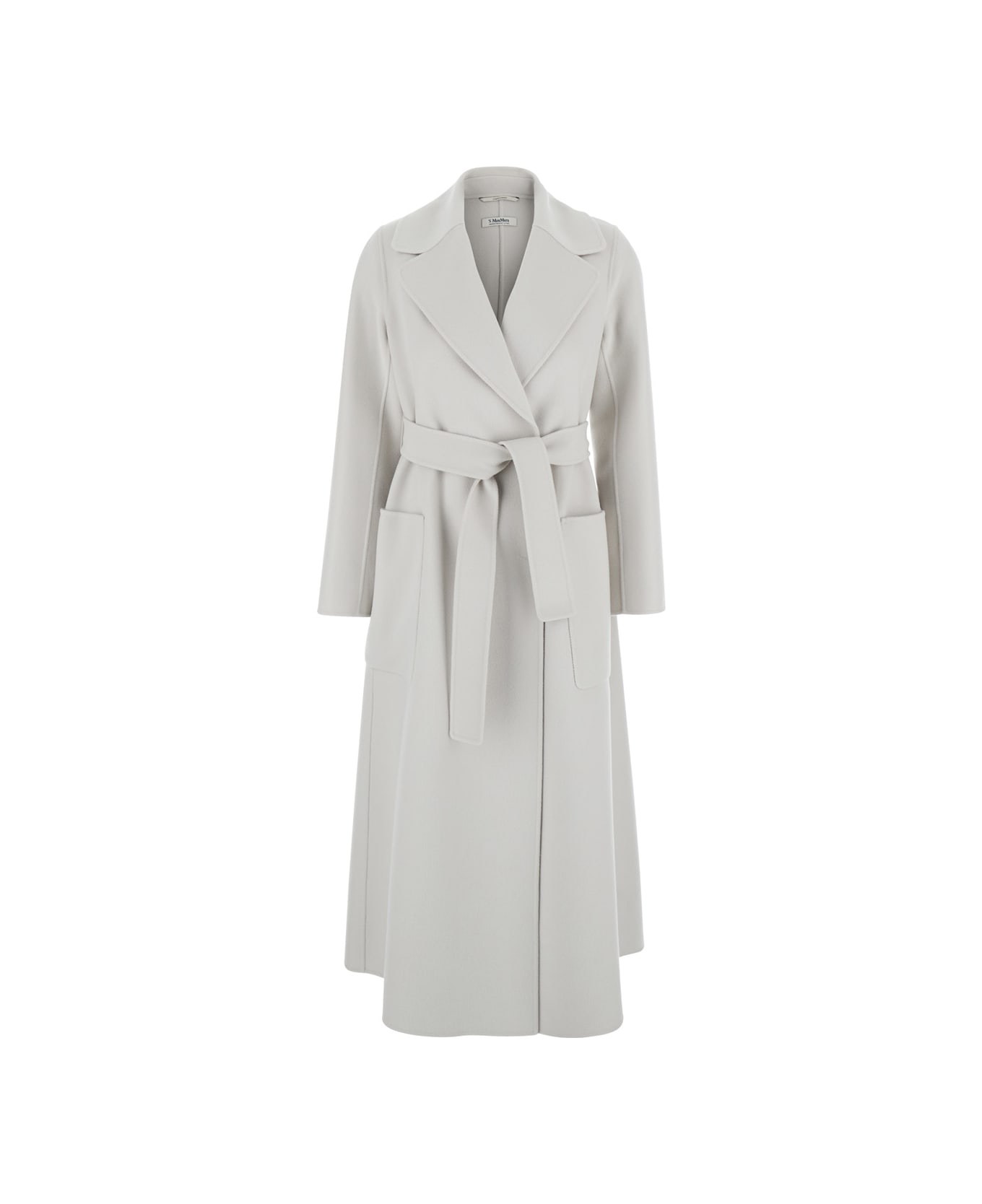 
S Max Mara 
paolore
 White Double-breasted Coat With Peak Revers In Virgin Wool Woman - White