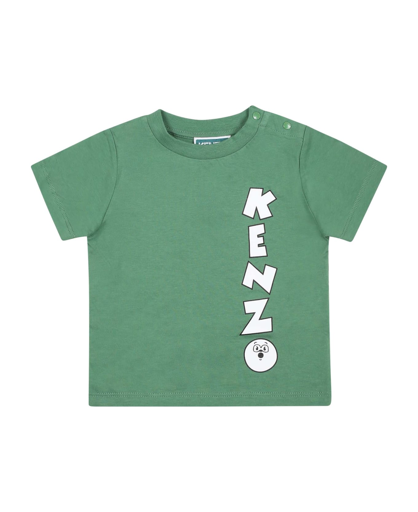 Kenzo Kids Green T-shirt For Baby Boy With Logo - Green