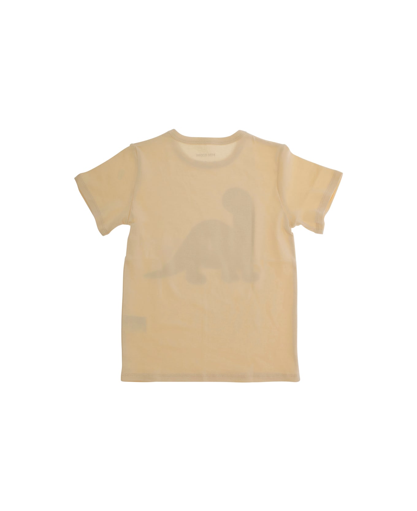 Mini Rodini Beige Crewneck T-shirt Wth Print On The Front In Cotton Baby - Beige