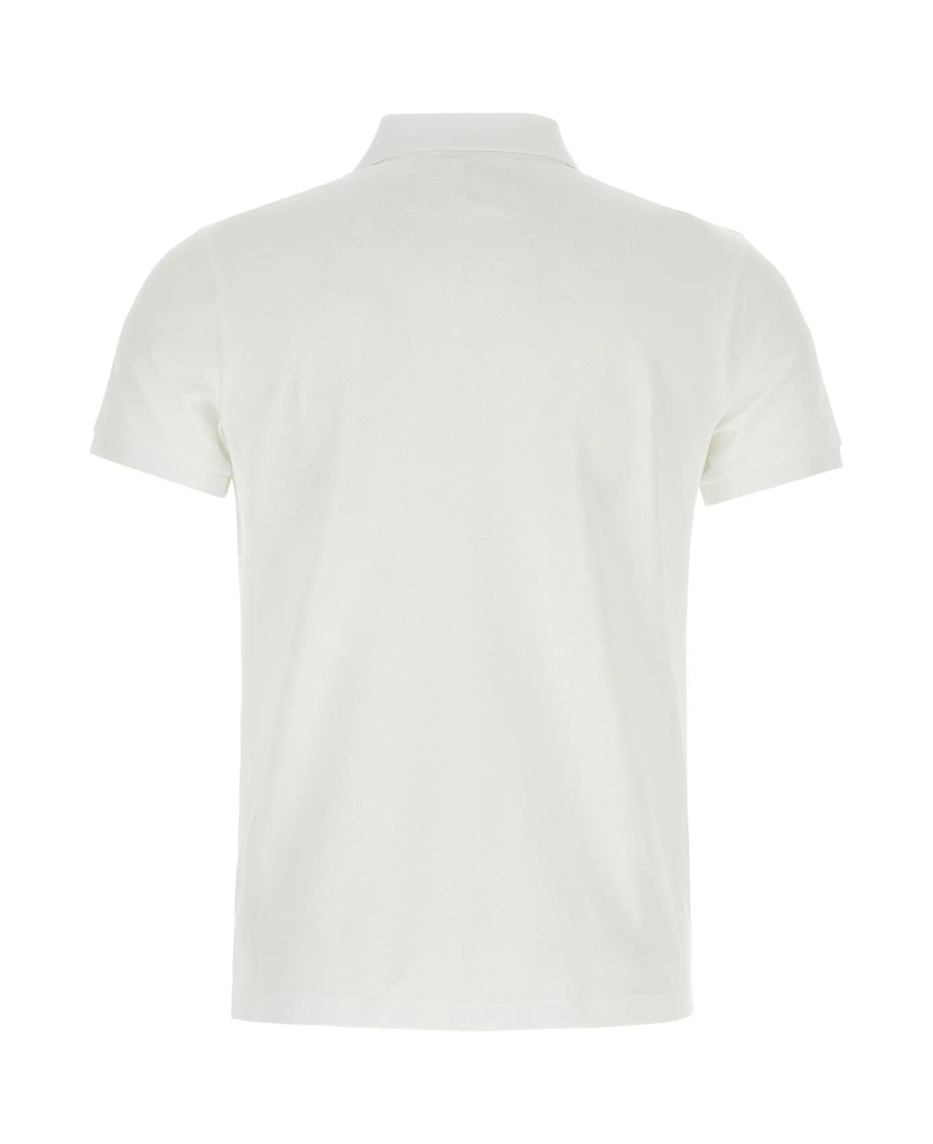 Moncler White Piquet Polo Shirt - White