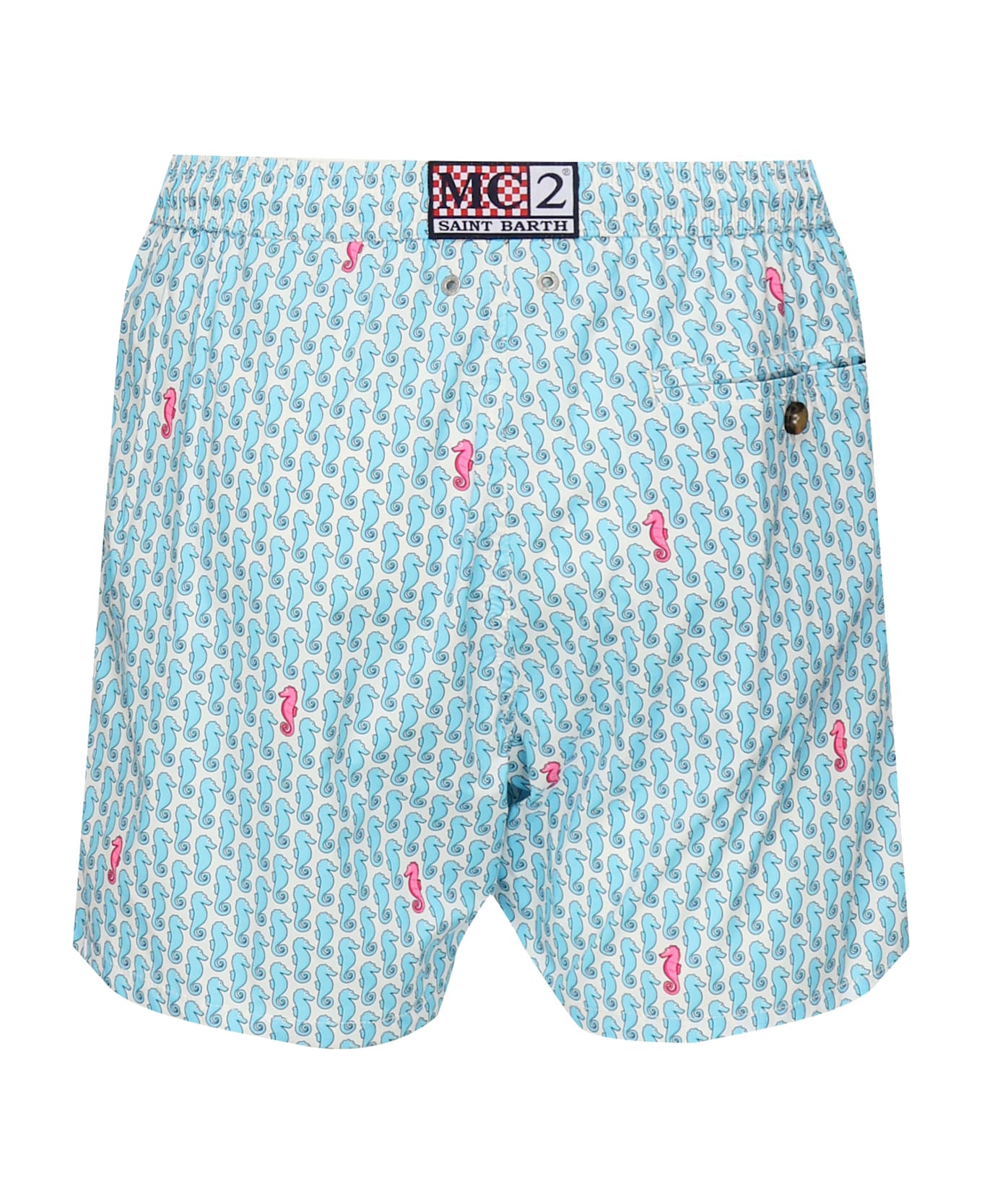 MC2 Saint Barth Printed Swimsuit - LIGHT BLUE/FUCHSIA