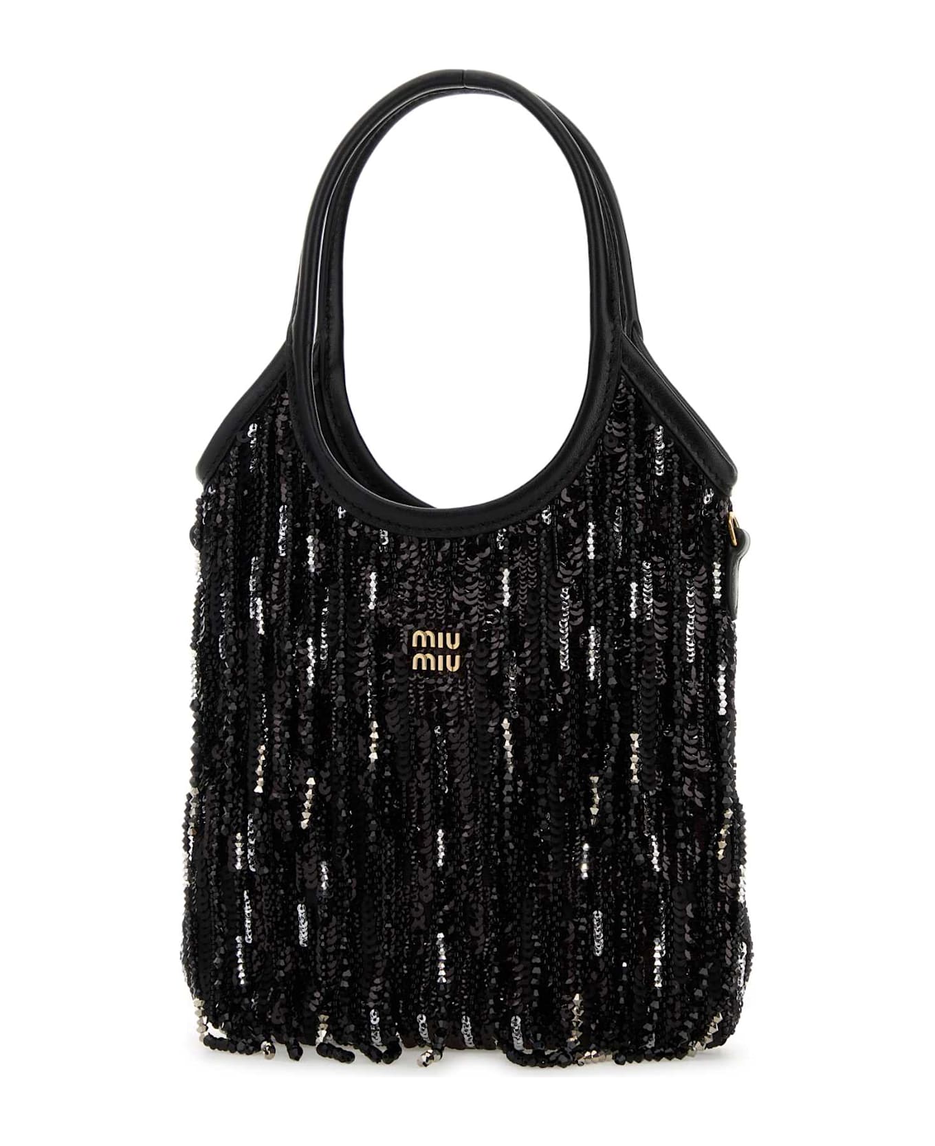 Miu Miu Embellished Fabric Handbag - NERO