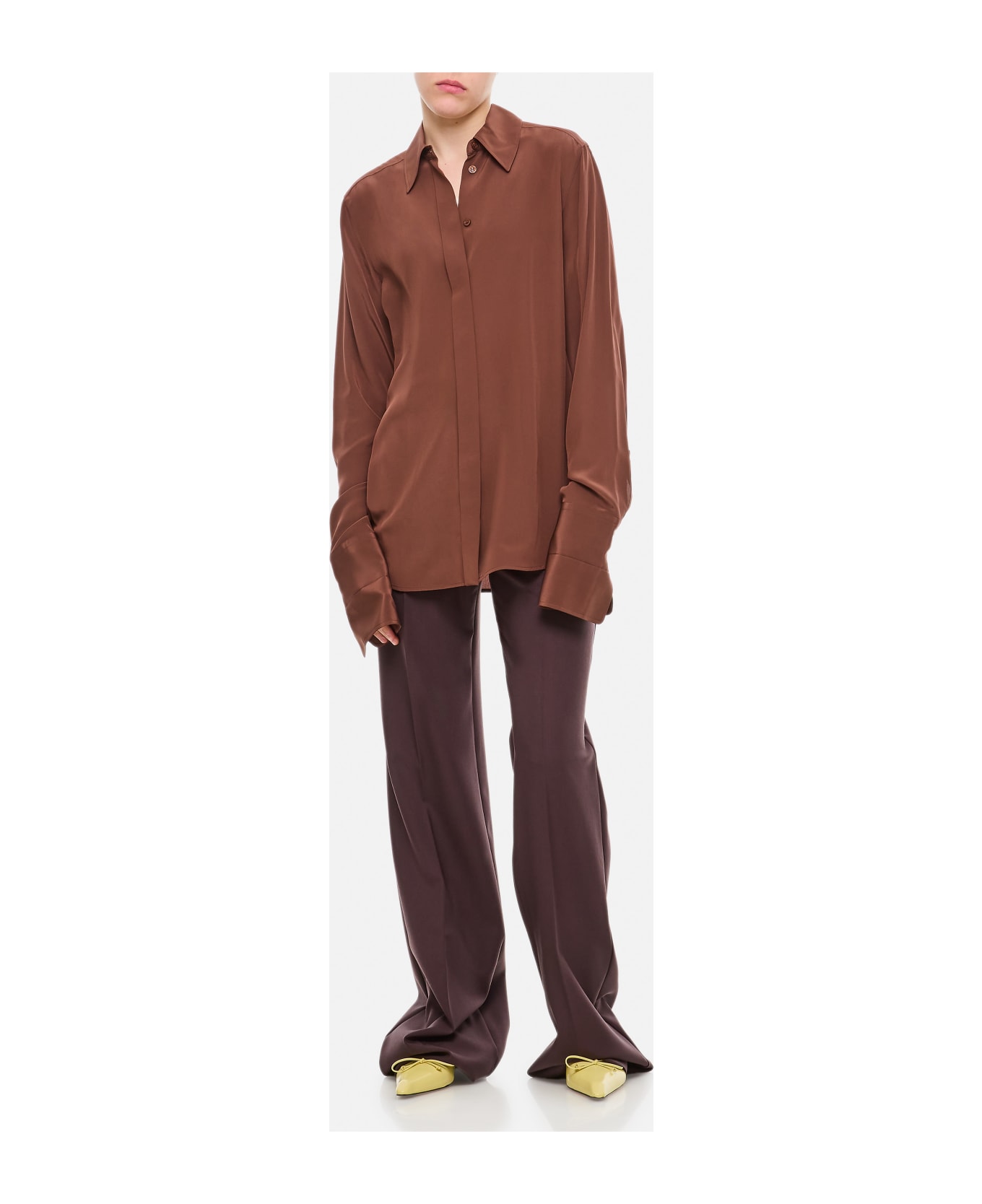 SportMax Leila Long Sleeve Shirt - Brown ブラウス