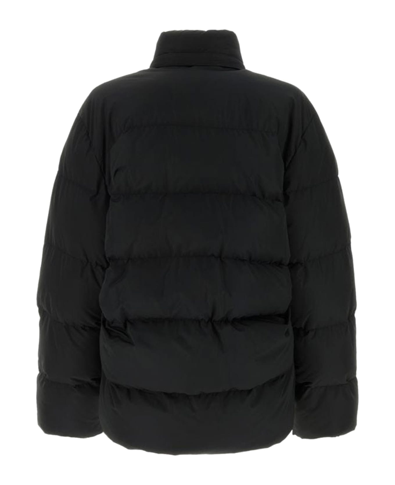 Balenciaga Down Jacket With Zip And Logo - BLACK