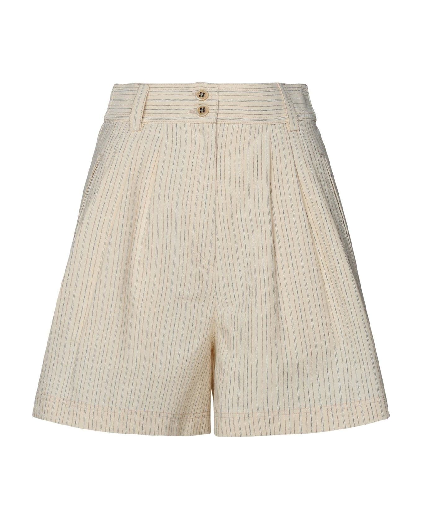 Golden Goose High-waist Striped Shorts - Ecru/eclipse/gold ショートパンツ