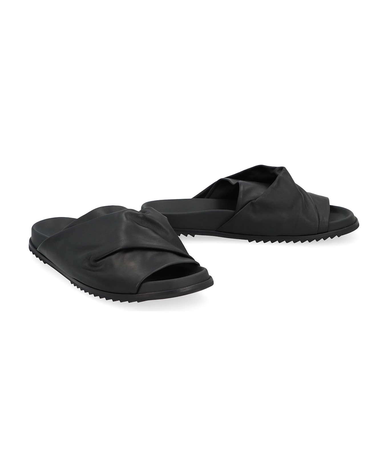 Rick Owens Mobius Leather Slides - black