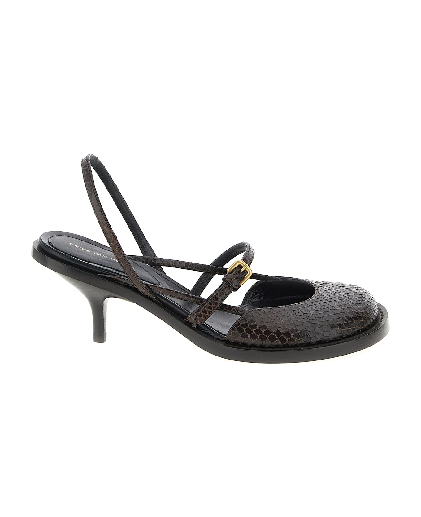Dries Van Noten Leather Slingback - Brown