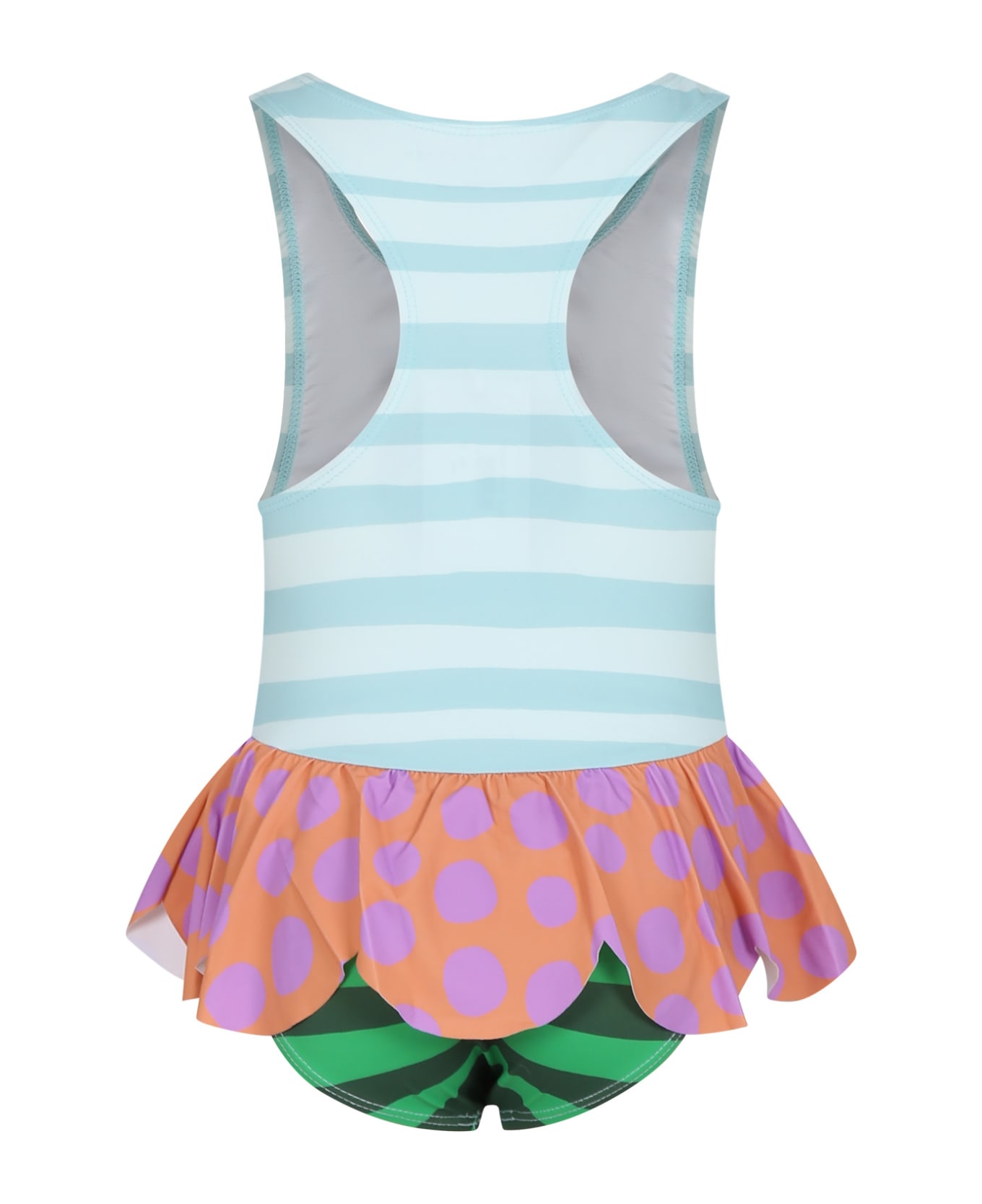 Stella McCartney Kids Light Blue Swimsuit For Girl With Bees - Multicolor