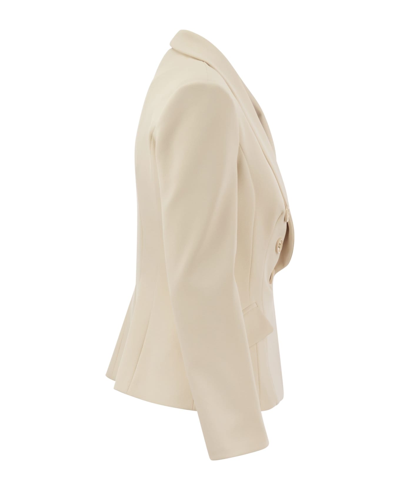 Elisabetta Franchi Double-breasted Crepe Jacket With Shawl Lapels - Butter ブレザー