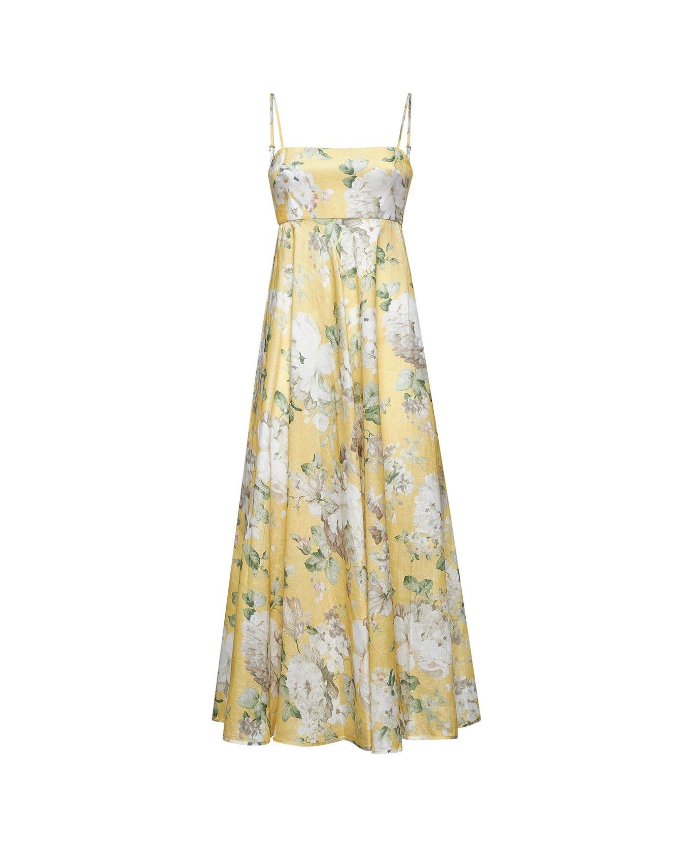 Zimmermann Acacia Floral Printed Midi Dress - Yellow