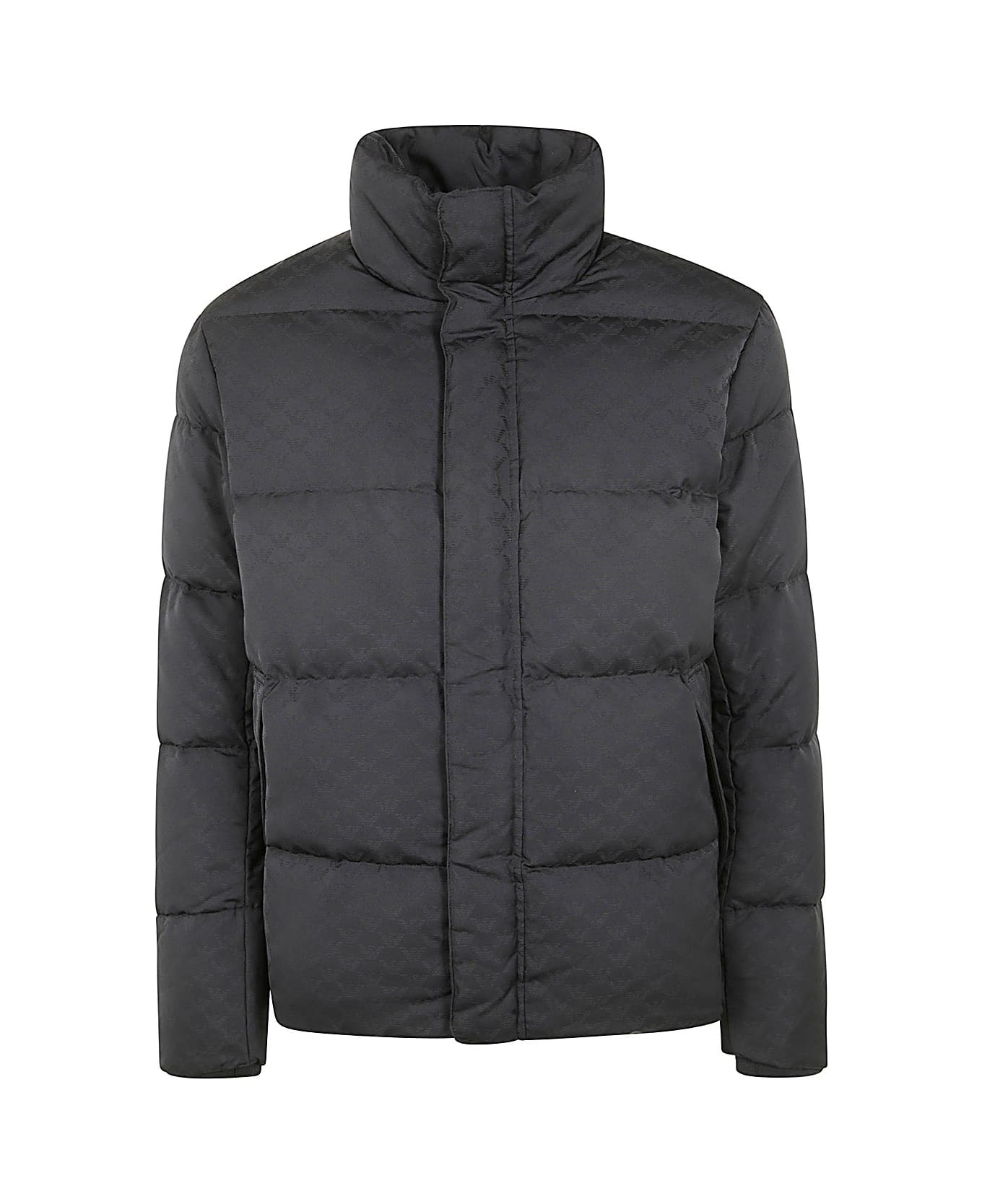 Emporio Armani Down Jacket - Black Jacquard Water