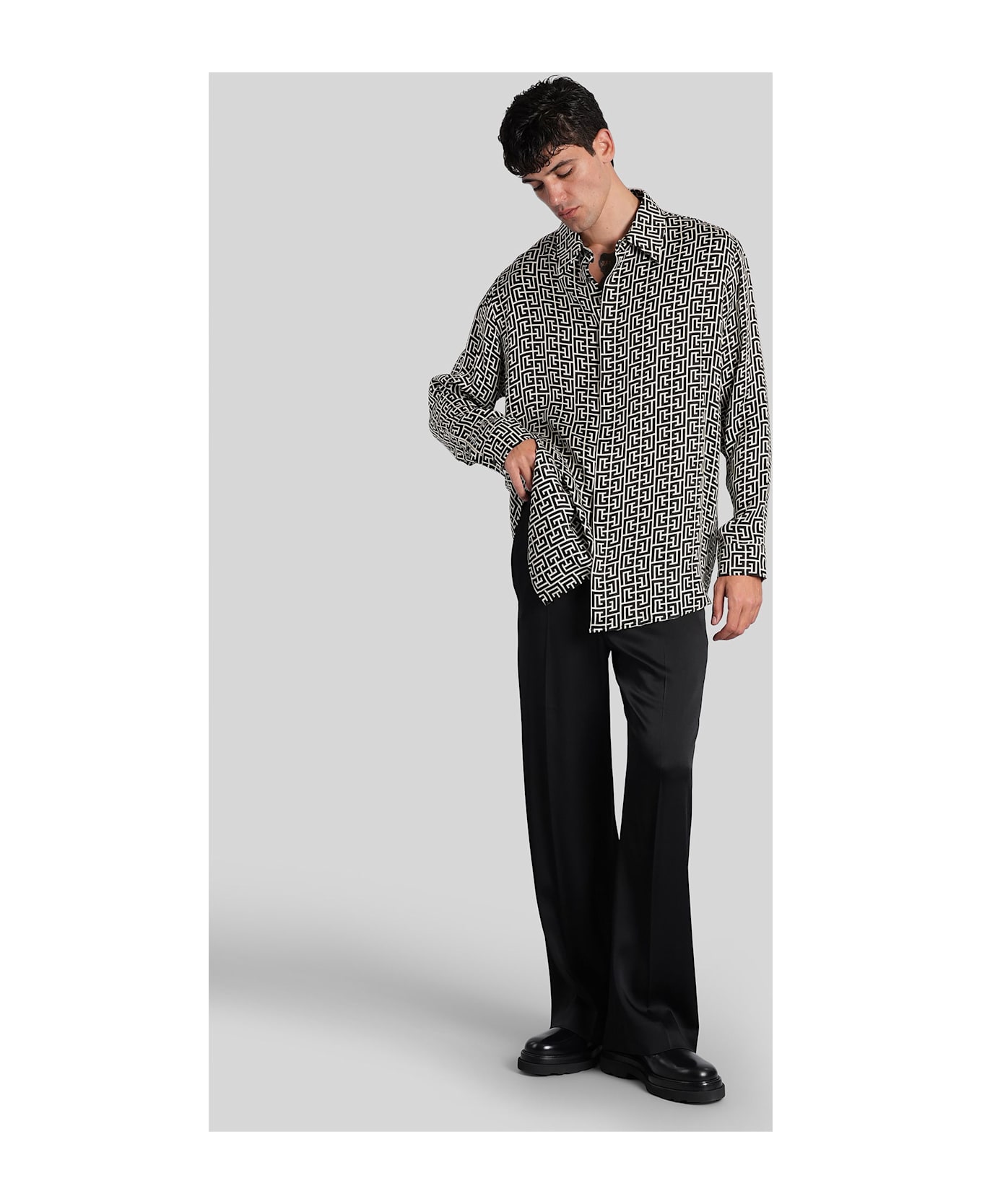 Balmain Shirt In Beige Polyamide Polyester - beige