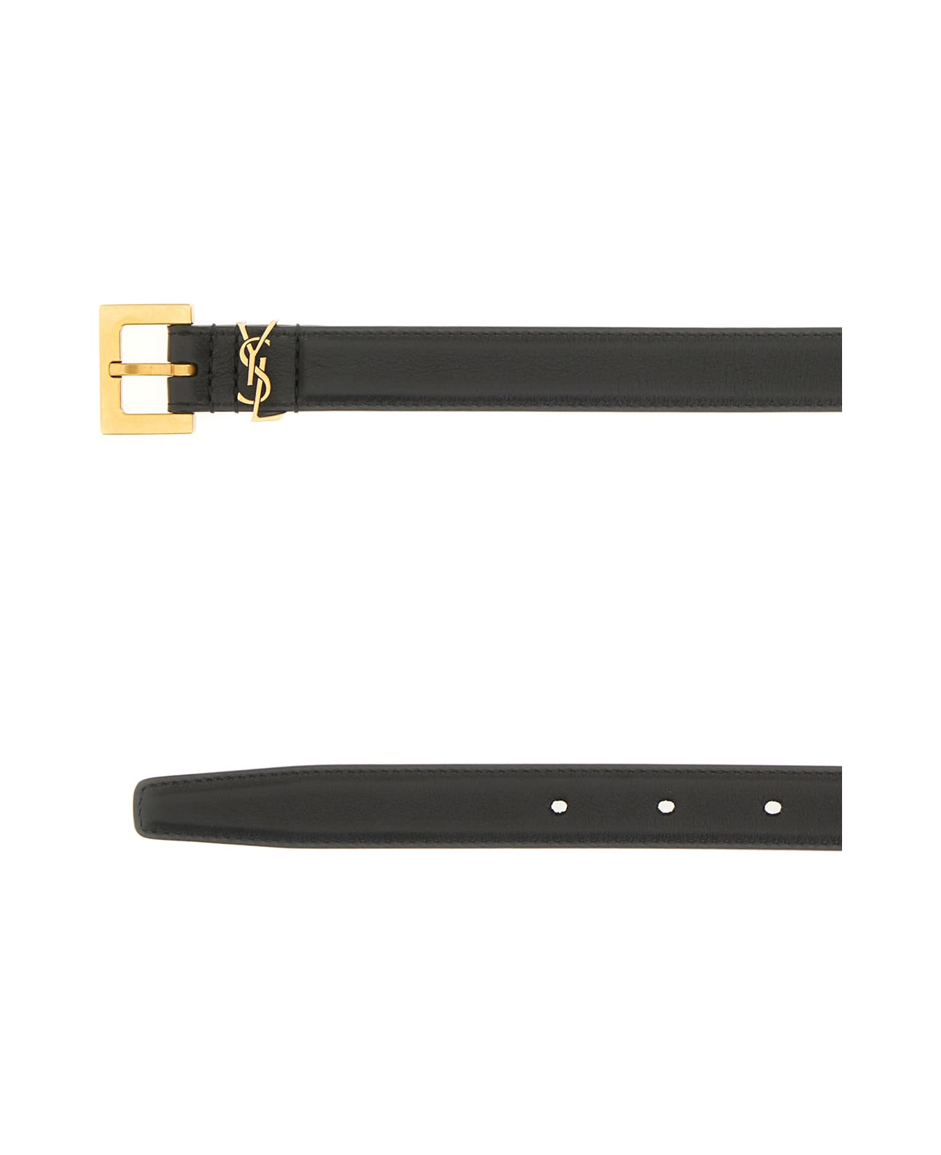 Saint Laurent Black Leather Belt - BLACK