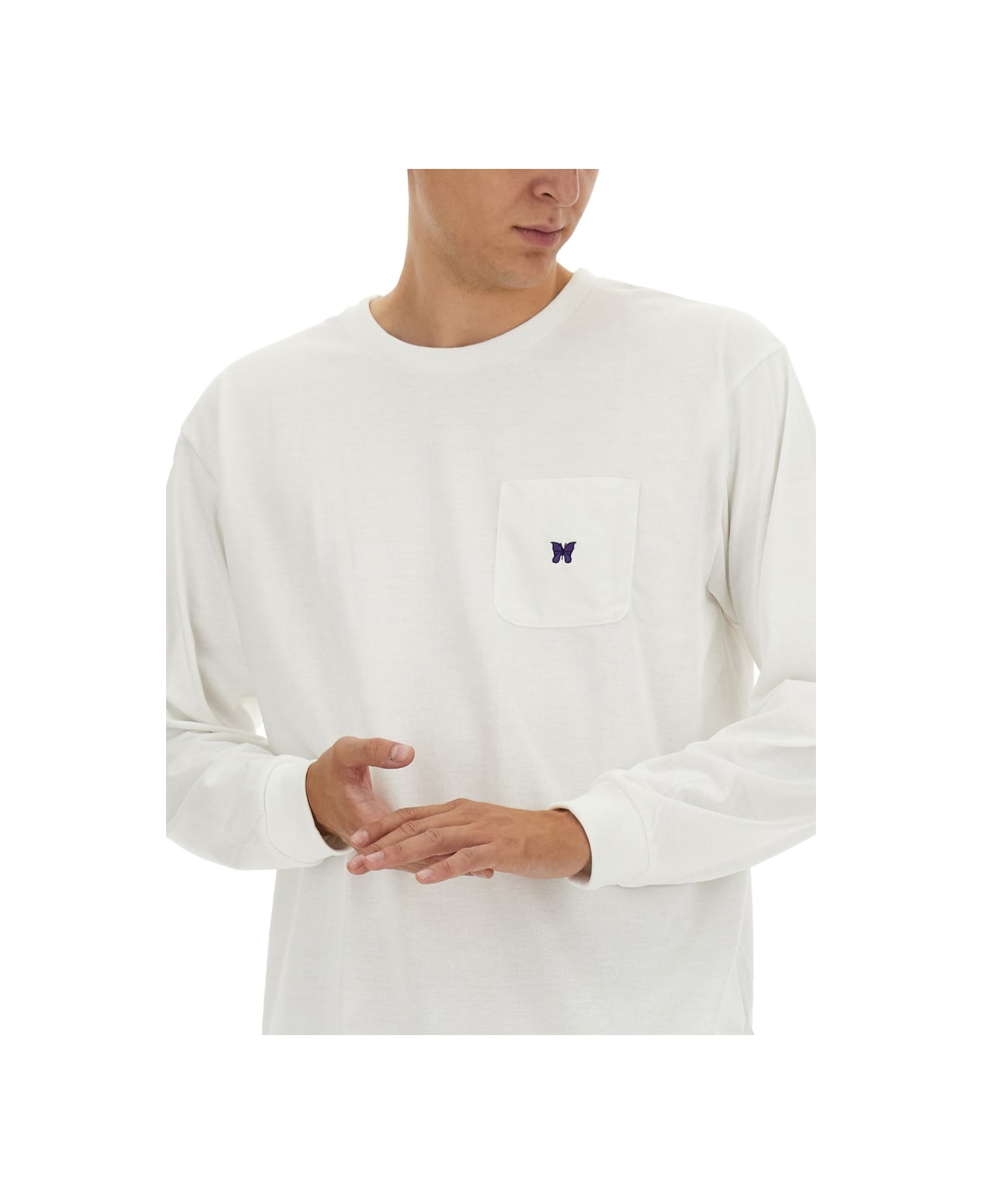 Needles T-shirt With Logo - WHITE