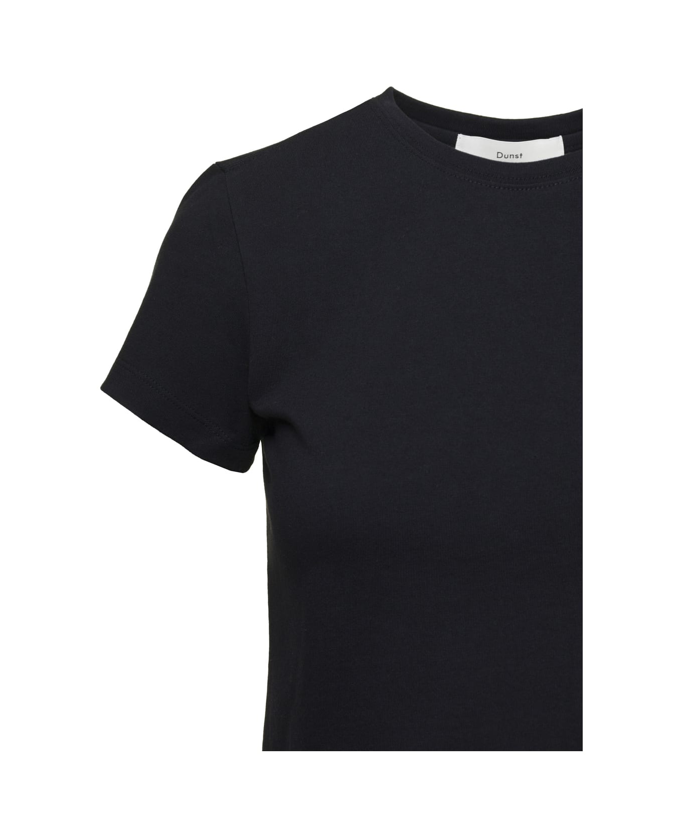 Dunst Black Crewneck Cropped T-shirt In Cotton Woman - Black
