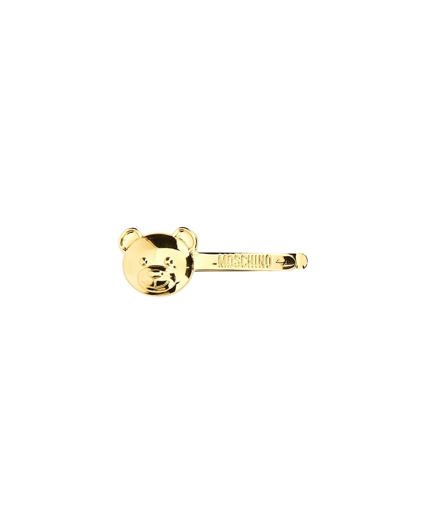 Moschino Teddy Bear Logo Engraved Tie Clip - GOLD