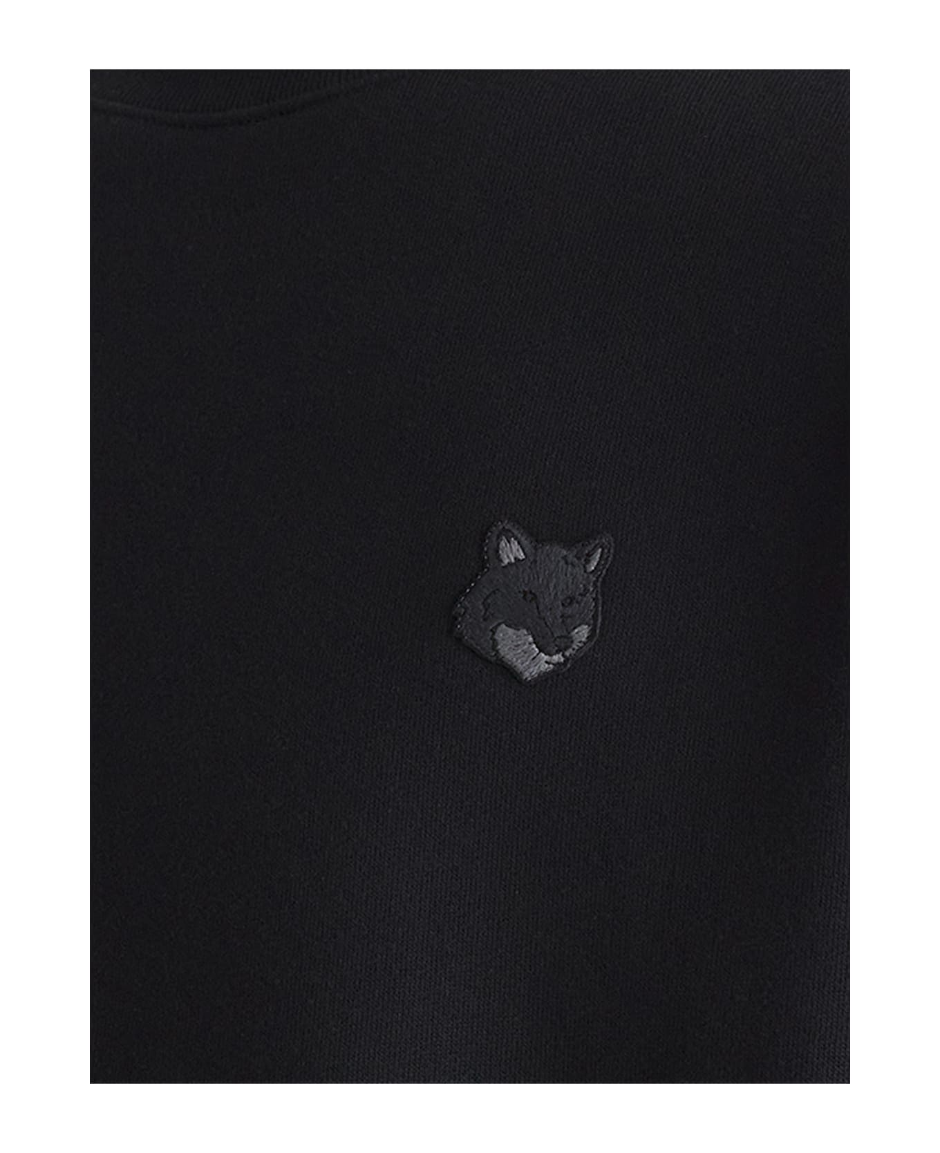 Maison Kitsuné Cotton Sweatshirt With Bold Fox Head Patch - Black