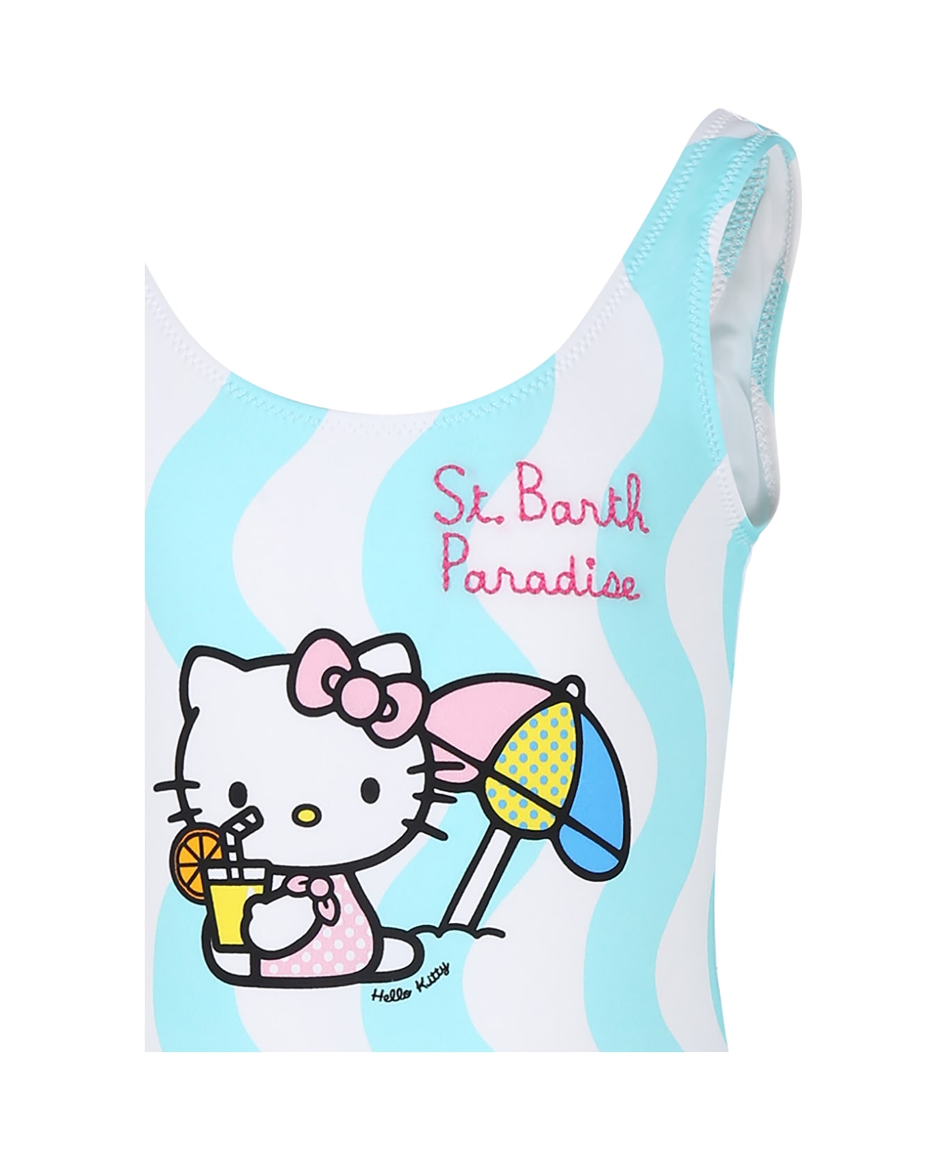 MC2 Saint Barth White Swimsuit For Girl With Hello Kitty Print - White
