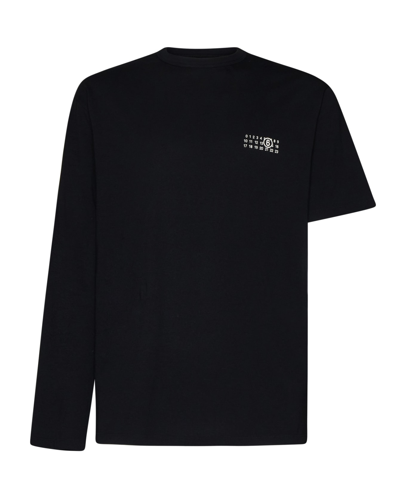 MM6 Maison Margiela Numeric Printed Asymmetric-sleeved T-shirt - Black