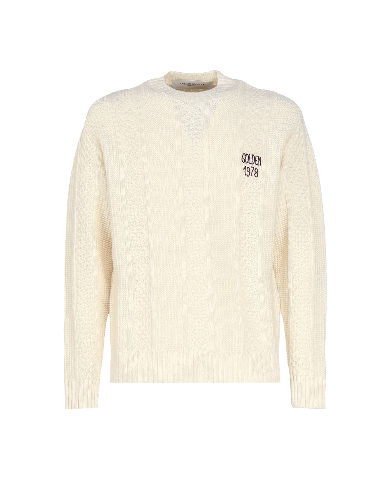 Golden Goose Wool Sweater With Embroidery - White