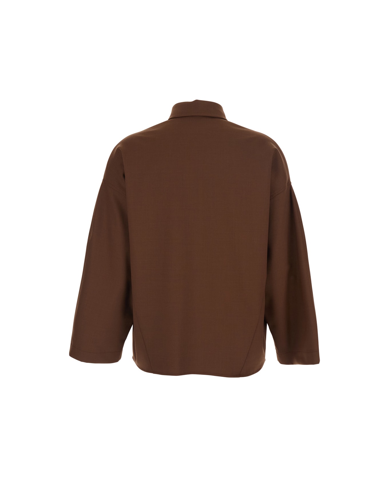 Merci Brown Shirt With Classic Collar And Patch Pockets In Cotton Blend Woman - Brown