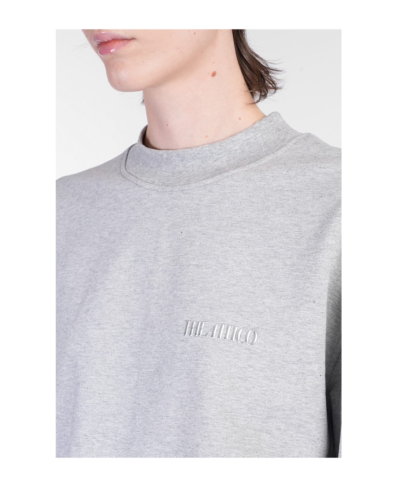 The Attico Mini Dress In Grey Cotton - grey
