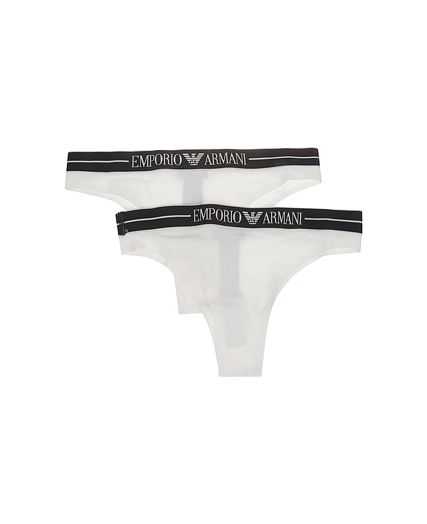 Emporio Armani Logo Briefs - 2 Pack - White