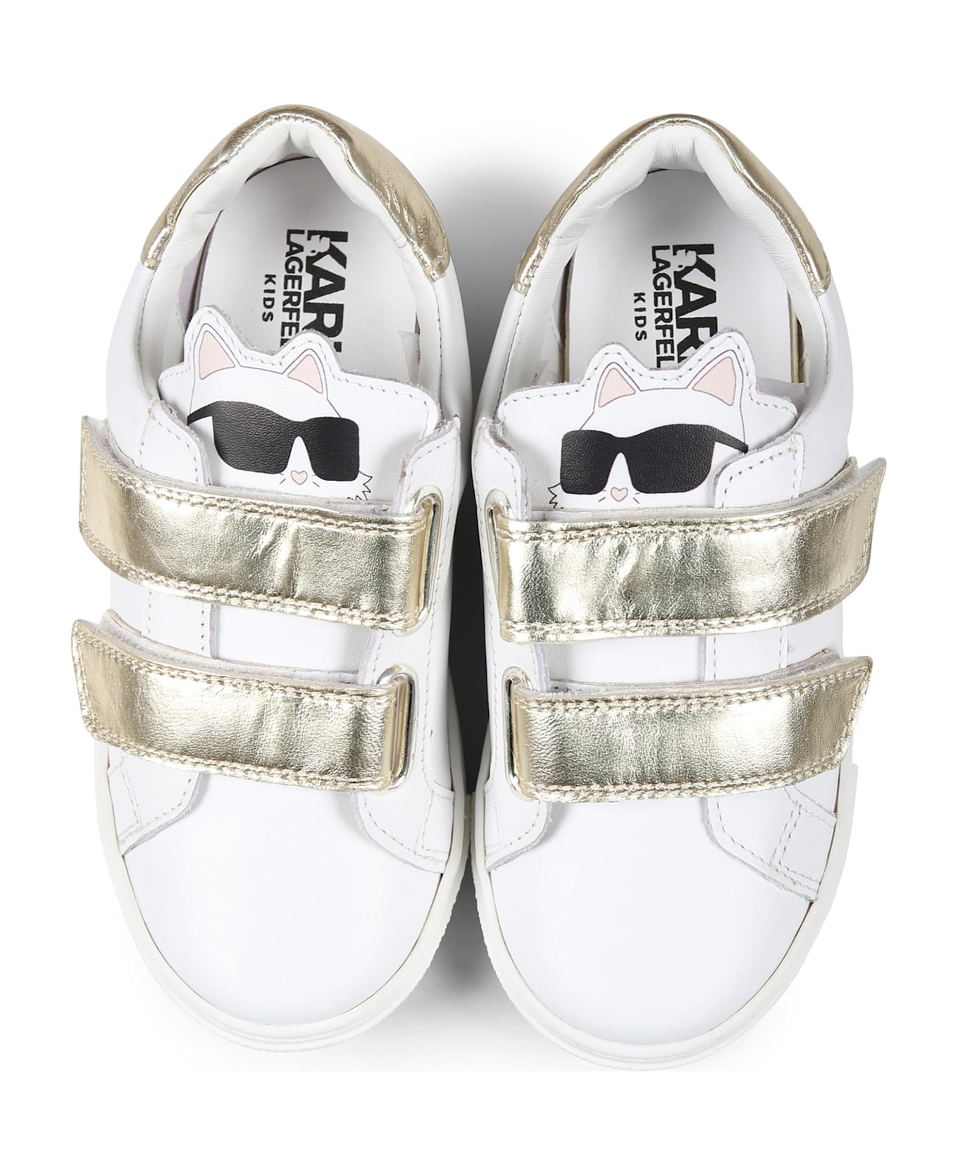 Karl Lagerfeld Kids White Sneakers For Girl With Choupette - White
