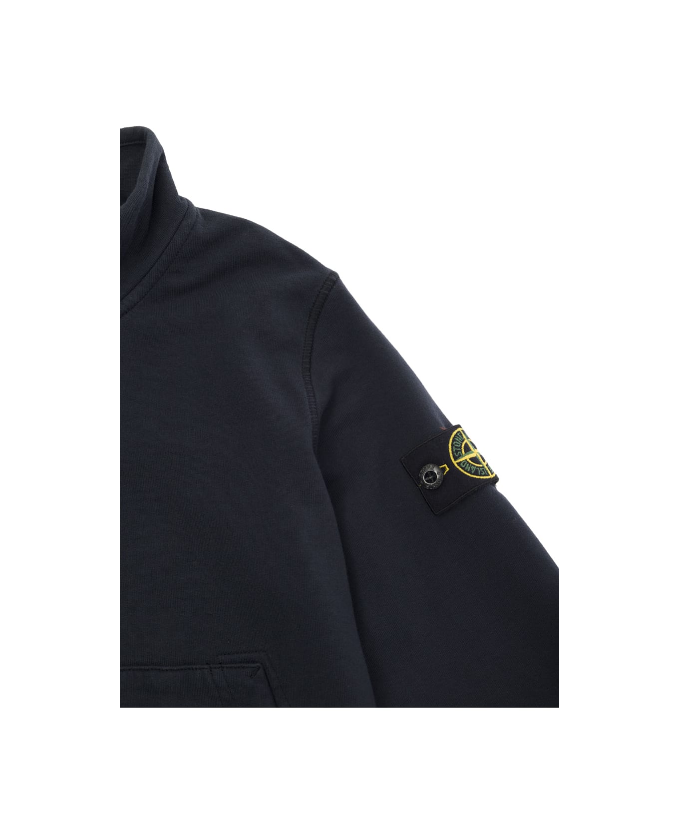 Stone Island Junior Blue Sweatshirt With Logo Patch In Cotton Boy - Blu ニットウェア＆スウェットシャツ