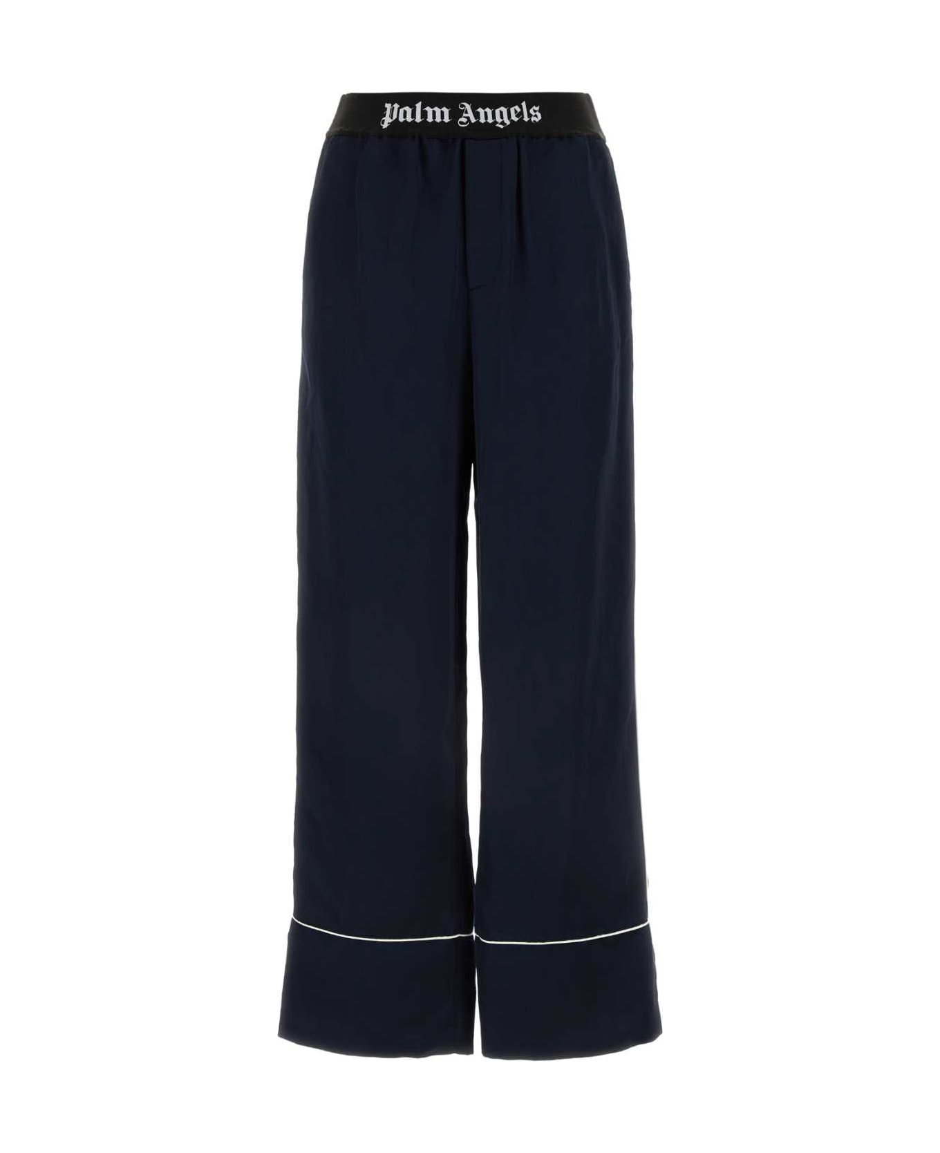 Palm Angels Navy Blue Satin Pyjama Pant - NAVYBLUEBLACK