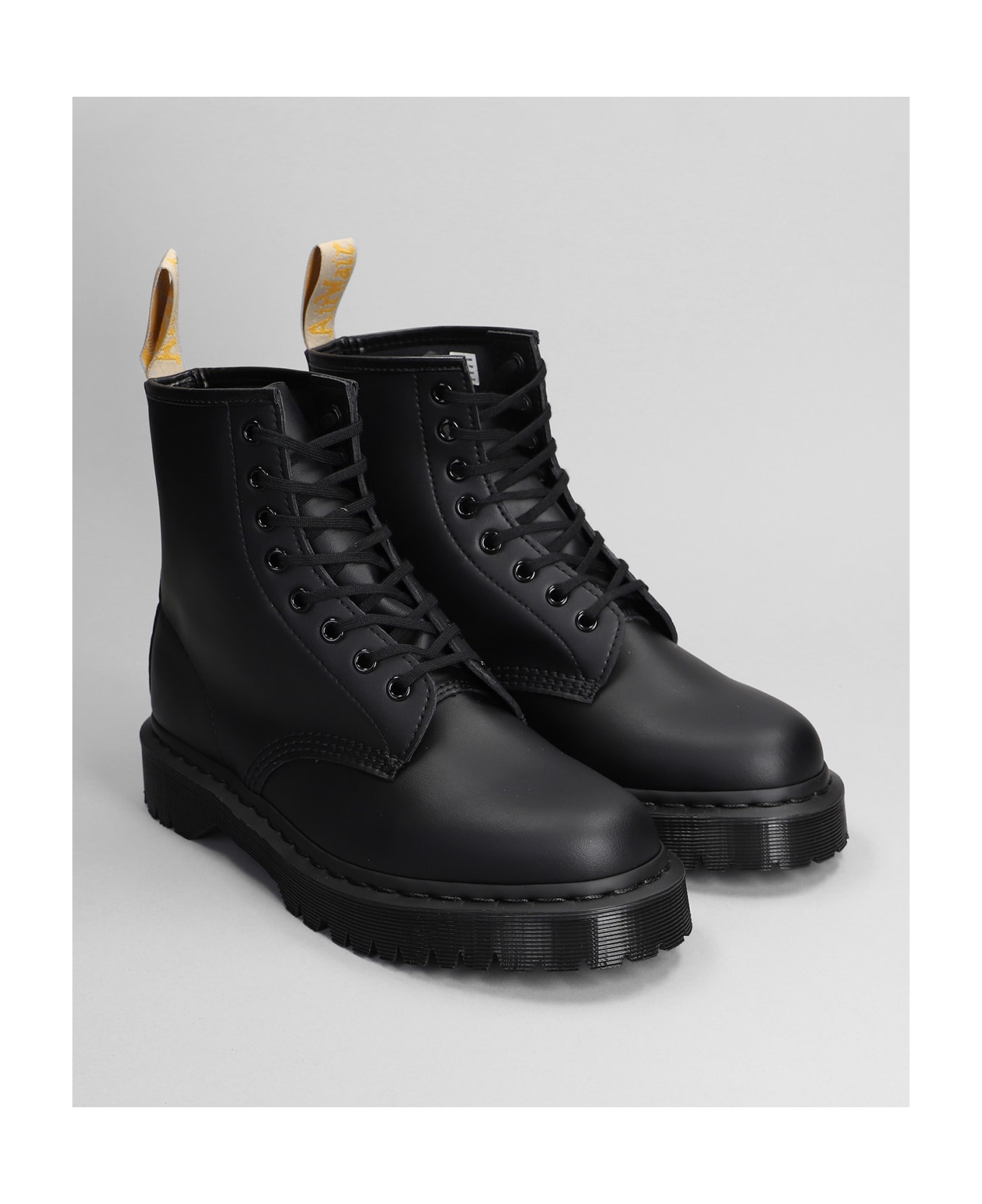 Dr. Martens 1460 Mono Combat Boots In Black Leather - black