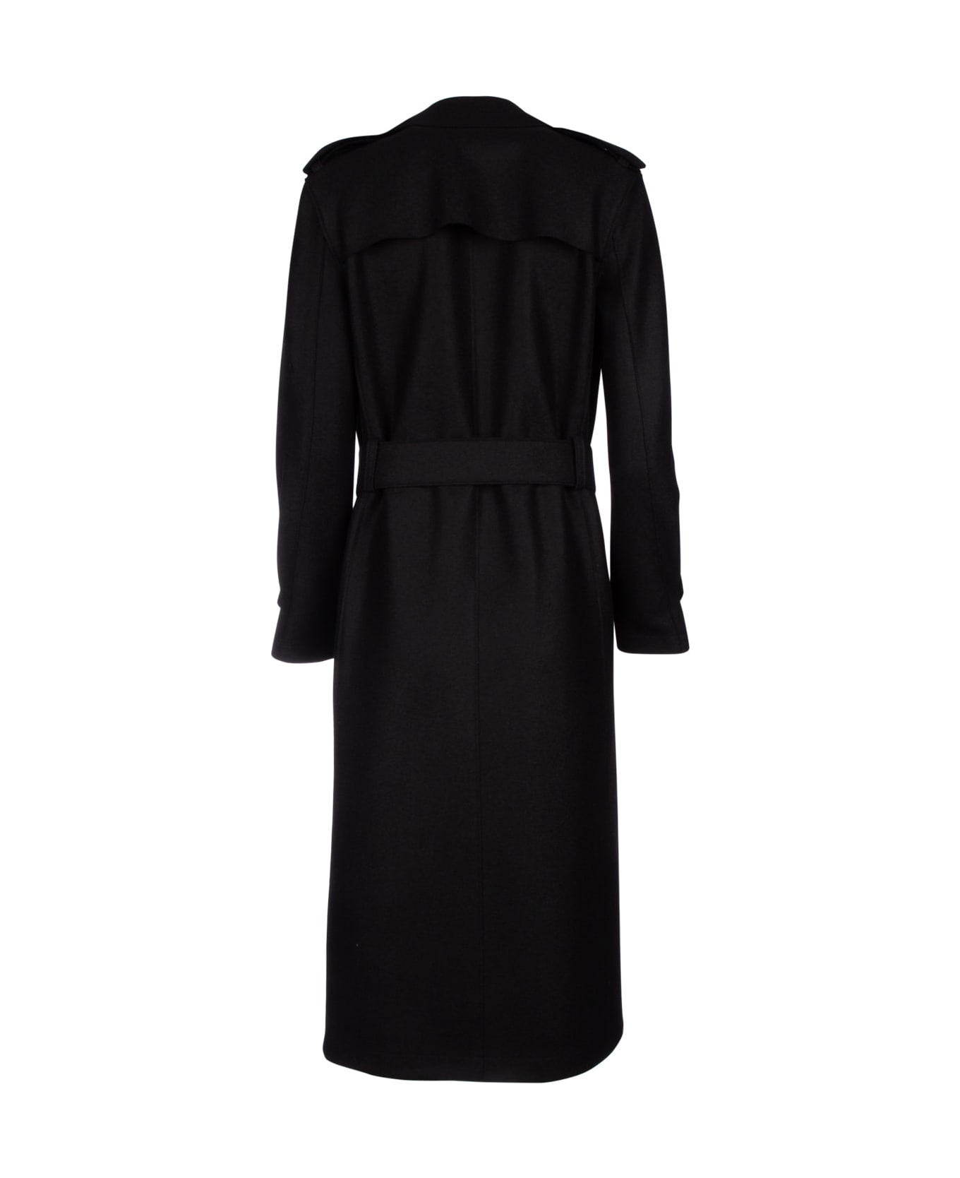 Harris Wharf London Women Double Vent Trench Coat Light Pressed Wool - Black