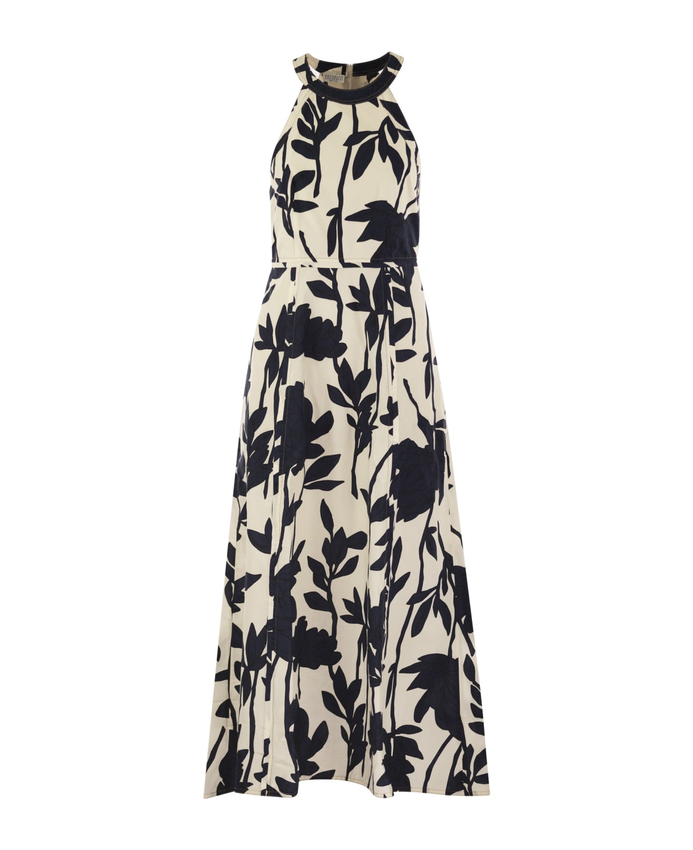 Brunello Cucinelli Floral-printed Sleeveless Maxi Dress - White/blue ワンピース＆ドレス