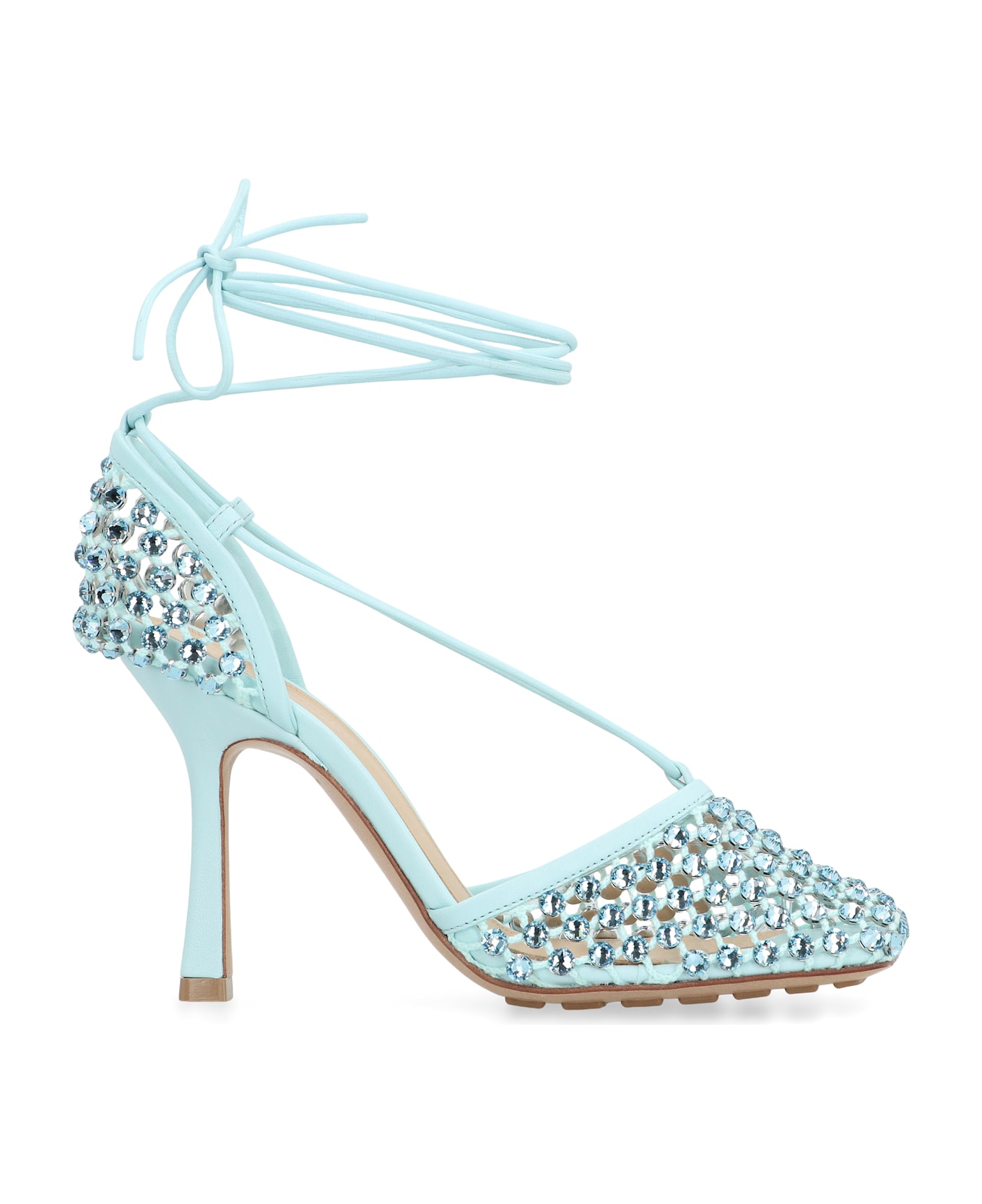 Bottega Veneta Sparkle Stretch Heeled Sandals - Light Blue