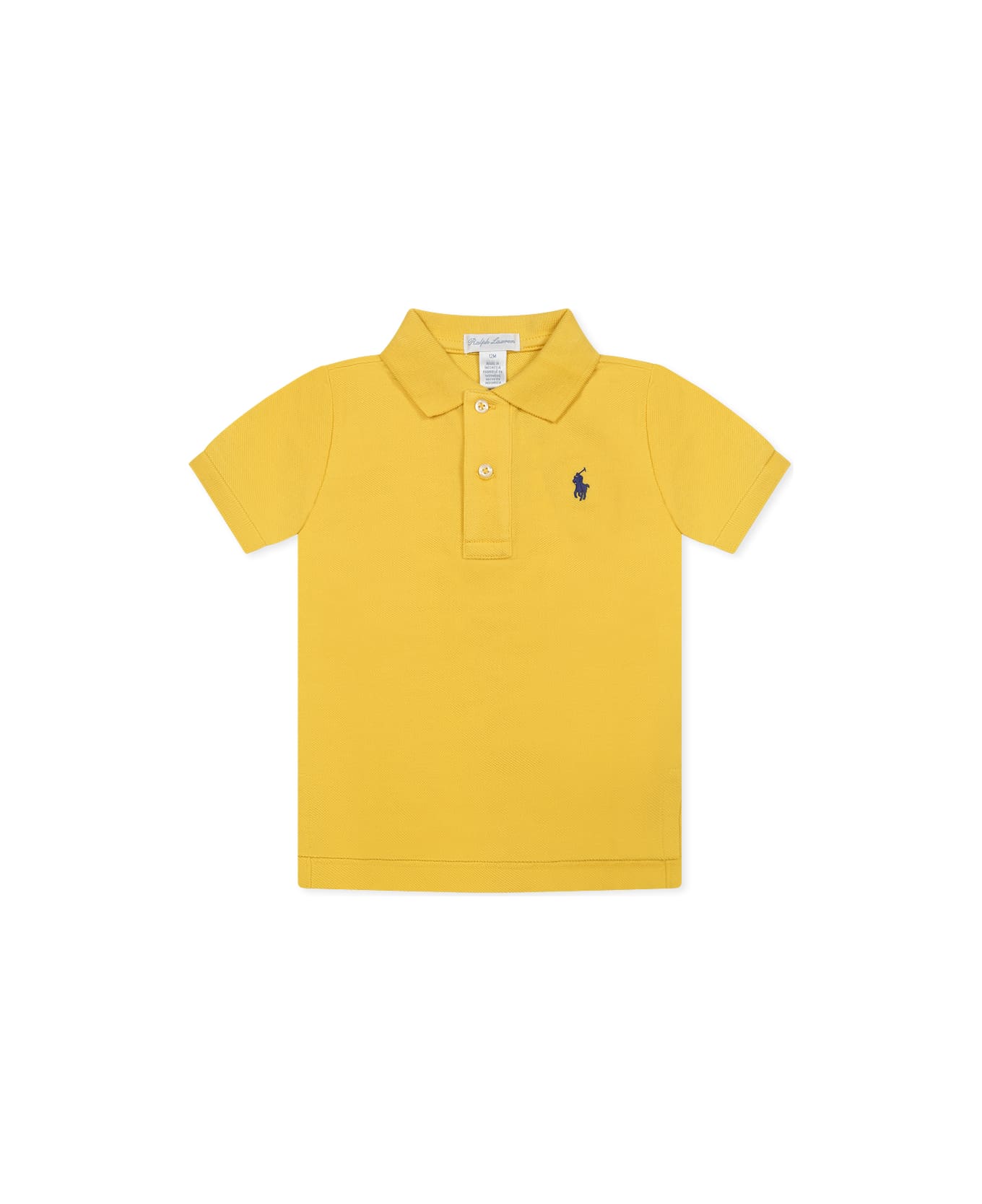 Ralph Lauren Yellow Polo Shirt For Baby Boy With Horse - Yellow