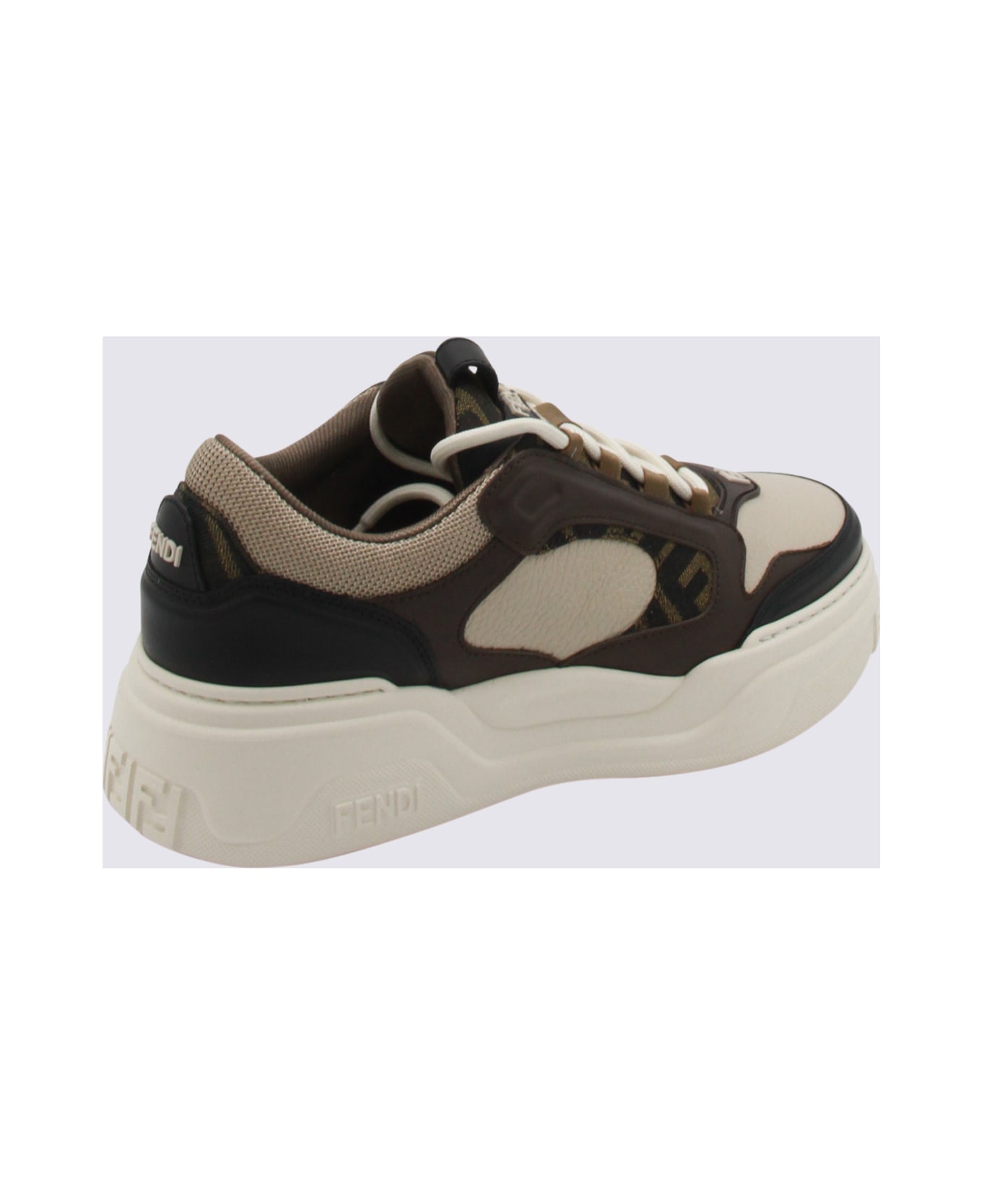 Fendi Brown And White Force Sneakers - Black