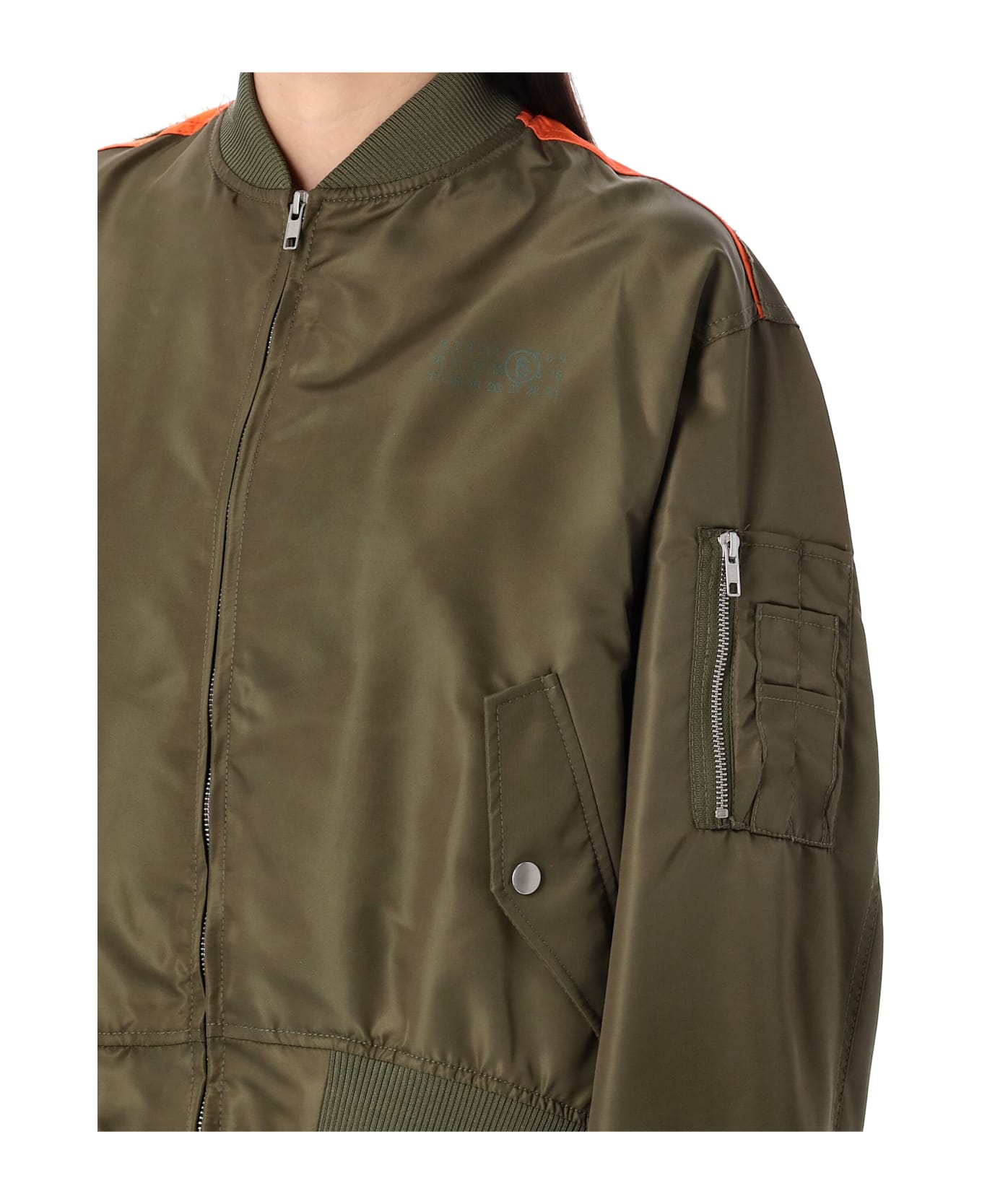 MM6 Maison Margiela Bomber Jacket In Green Polyamide - MILITARY ORANGE