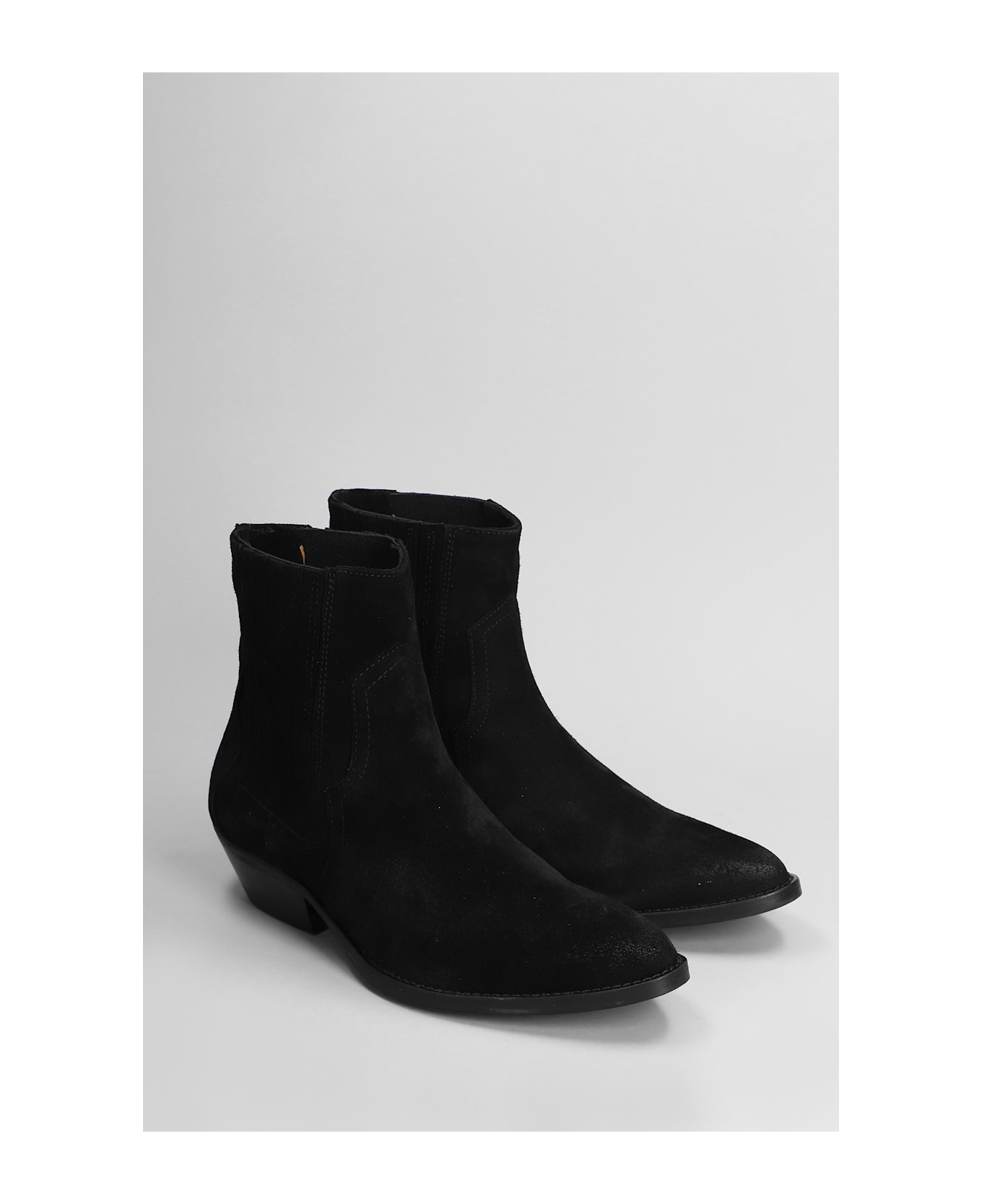 Julie Dee Texan Ankle Boots In Black Suede - black
