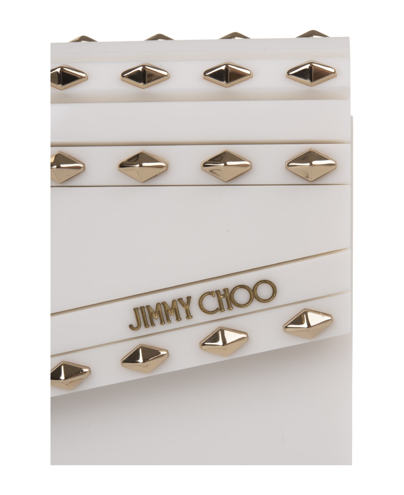 Jimmy Choo Milk Candy Clutch Bag With Golden Studs - White