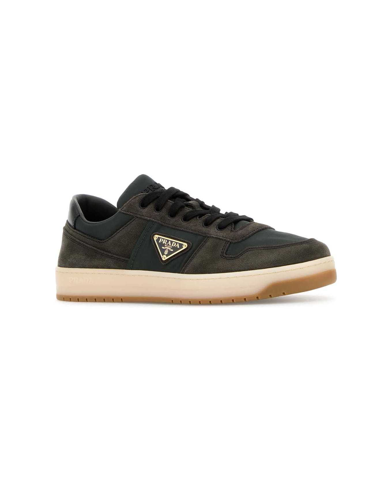 Prada Two-tone Suede And Fabric Downtown Sneakers - EMATITEPIOMBO