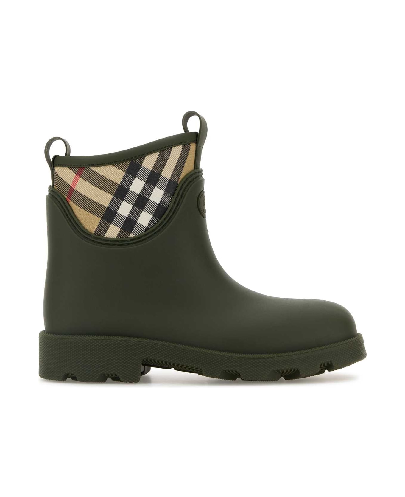 Burberry Olive Green Rubber Marsh Stamp Ankle Boots - LOCH